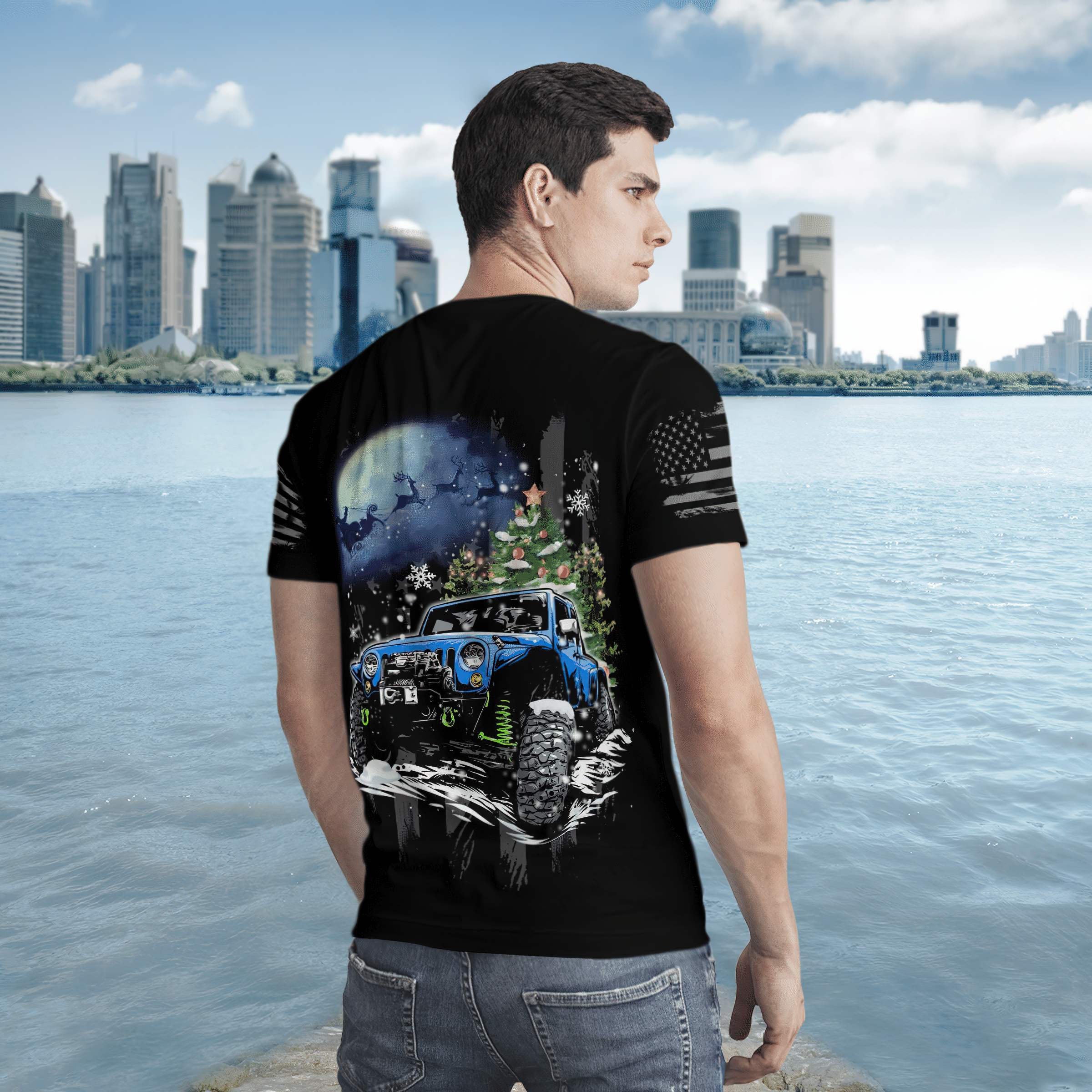 flag-moon-jeep-christmas-t-shirt