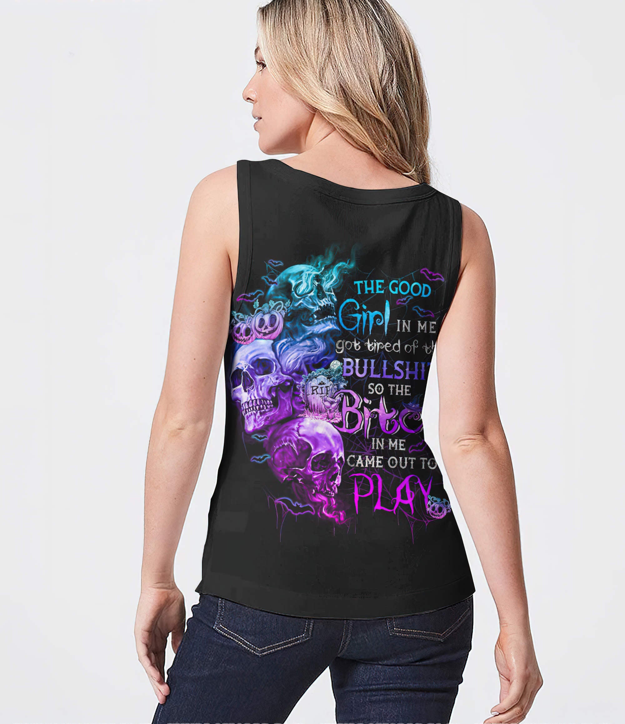 the-good-girl-in-me-got-tired-skull-halloween-all-over-print-1-tank-top