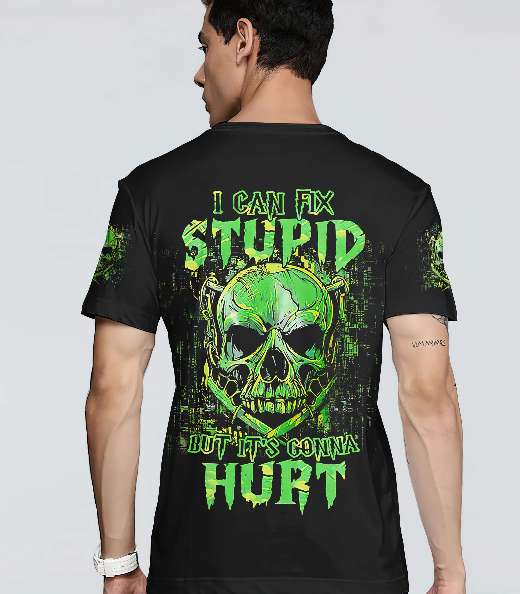 i-can-fix-stupid-green-skull-all-over-print-t-shirt