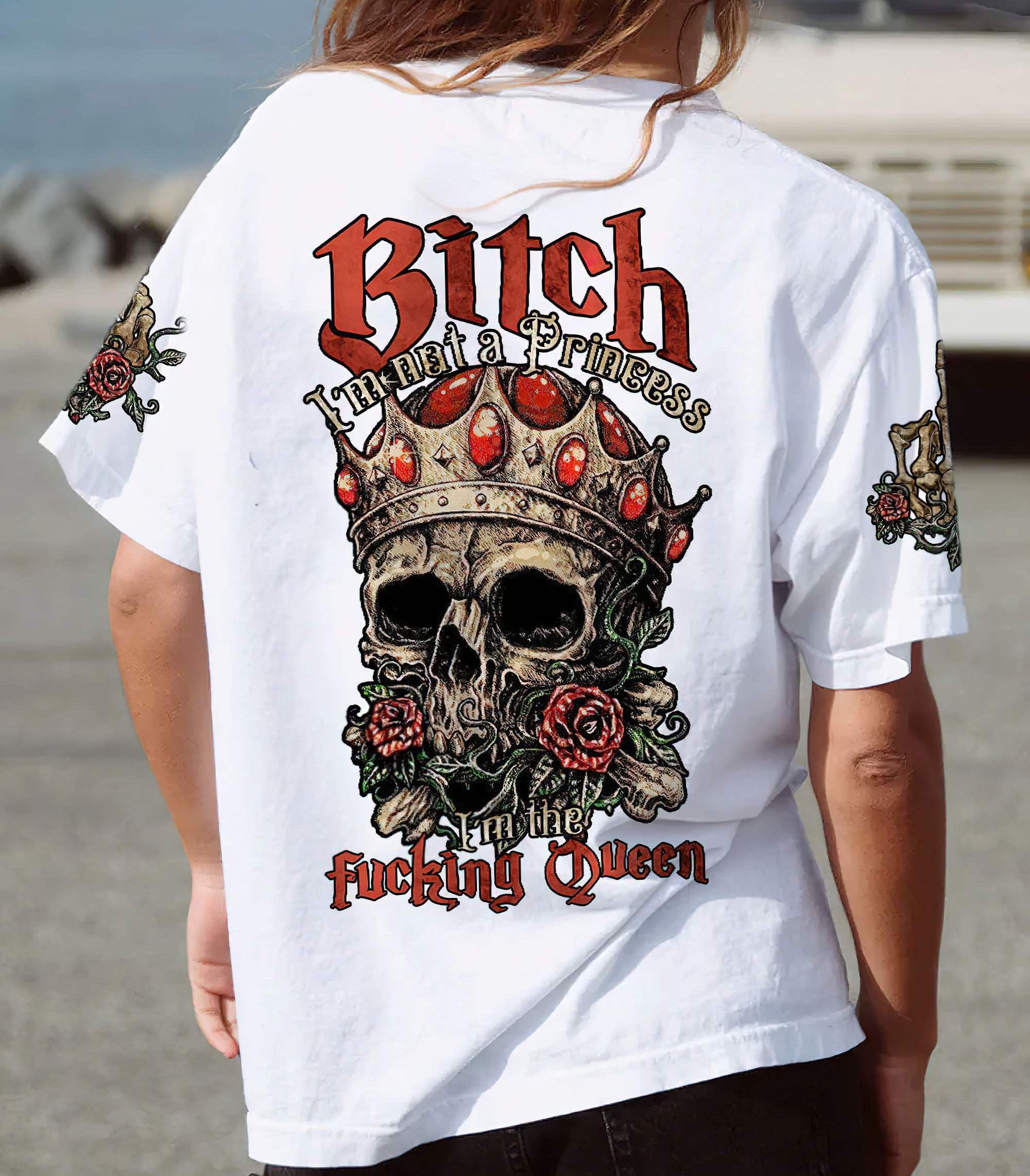 im-the-fking-queen-skull-rose-white-all-over-print-t-shirt