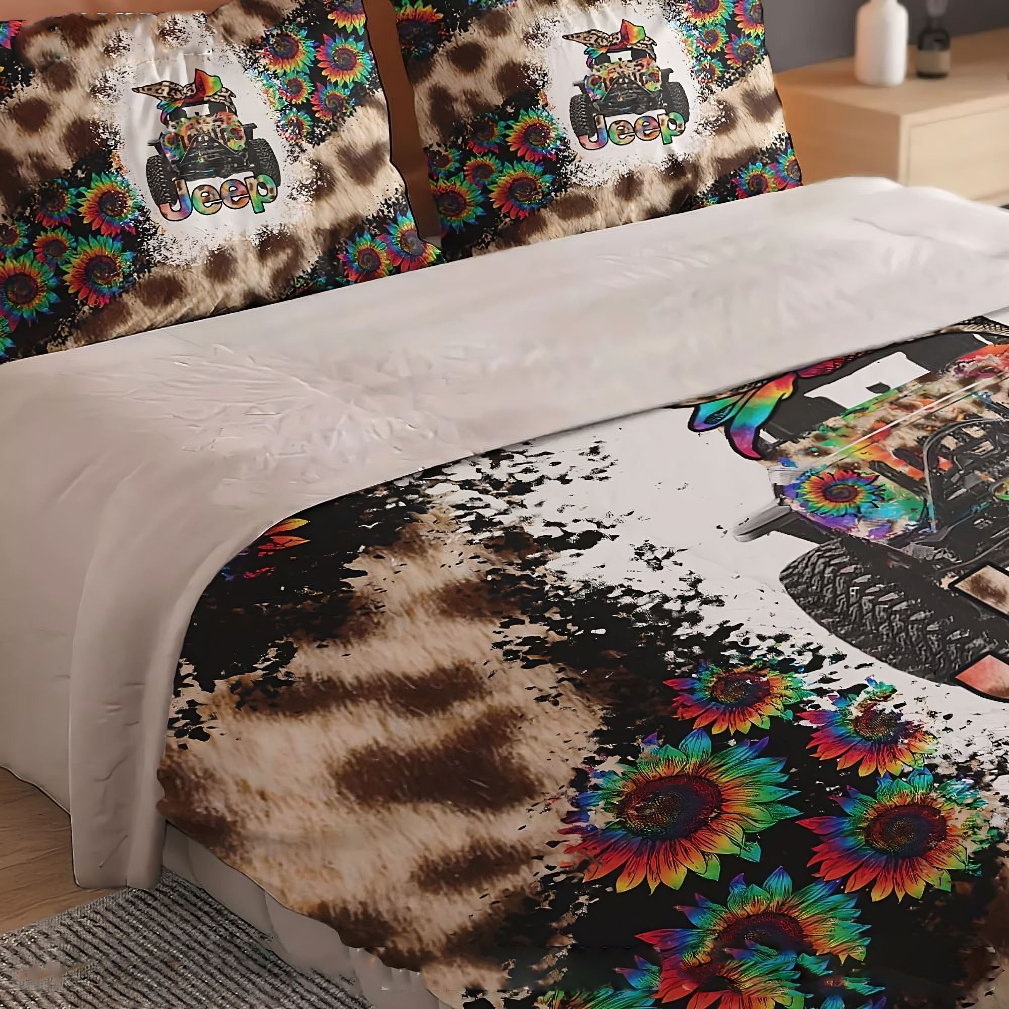 jeep-sunflower-leopard-bedding-set