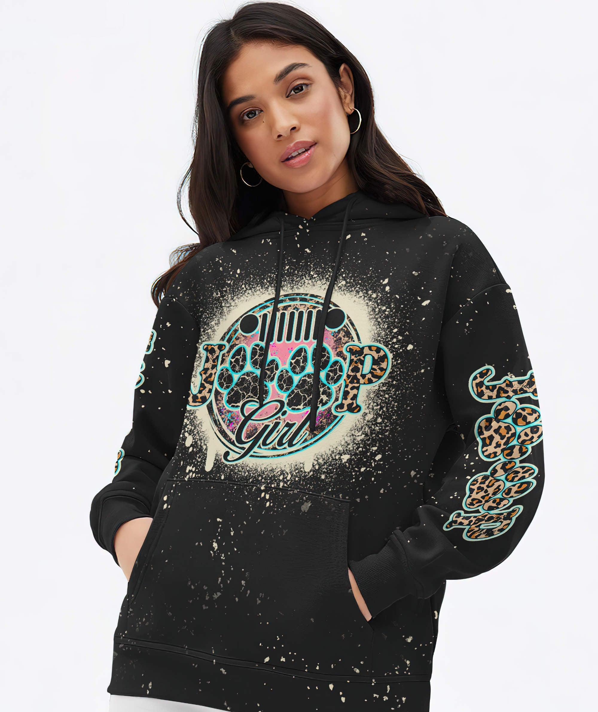 jeep-girl-dog-leopard-bleached-hoodie