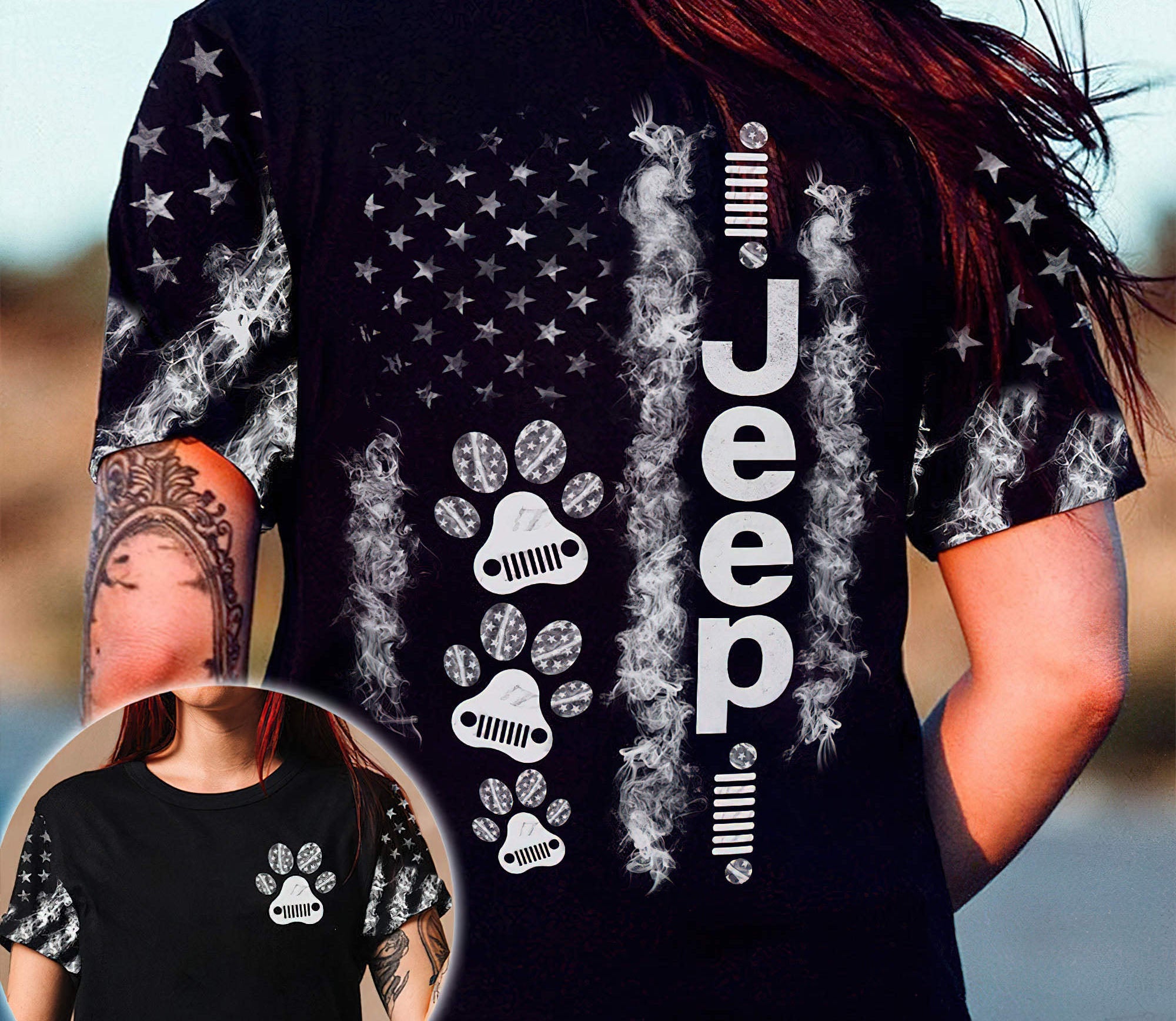 jeep-dog-paw-bw-t-shirt