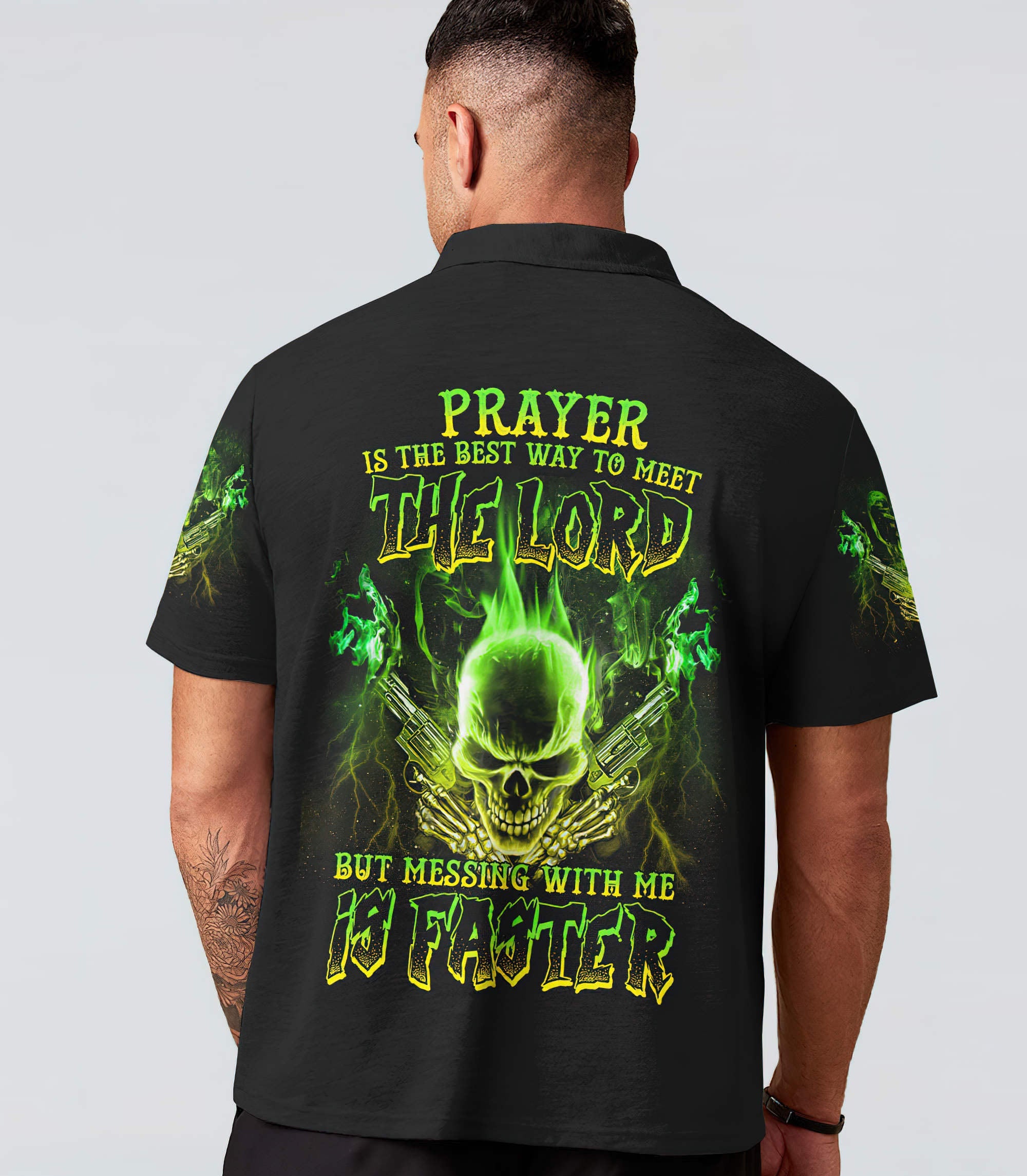 prayer-is-the-best-way-flaming-skull-all-over-print-polo-shirt