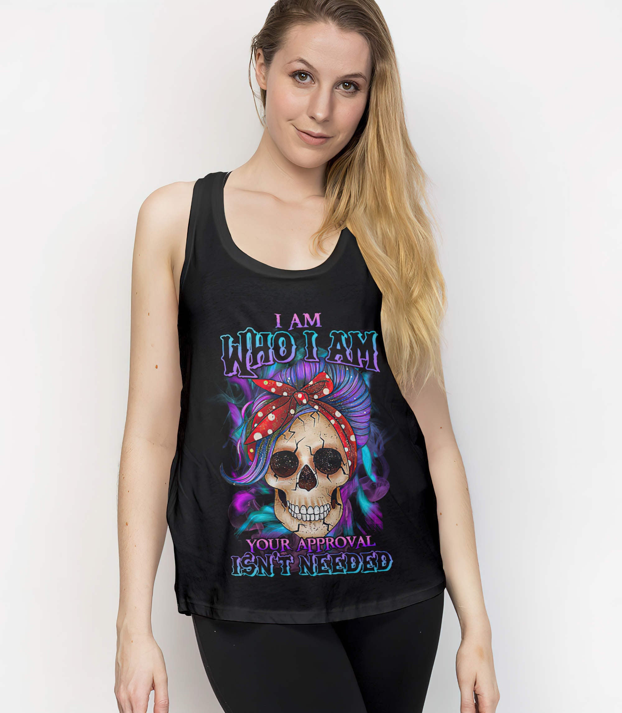 i-am-who-i-am-skull-messy-bun-all-over-print-tank-top