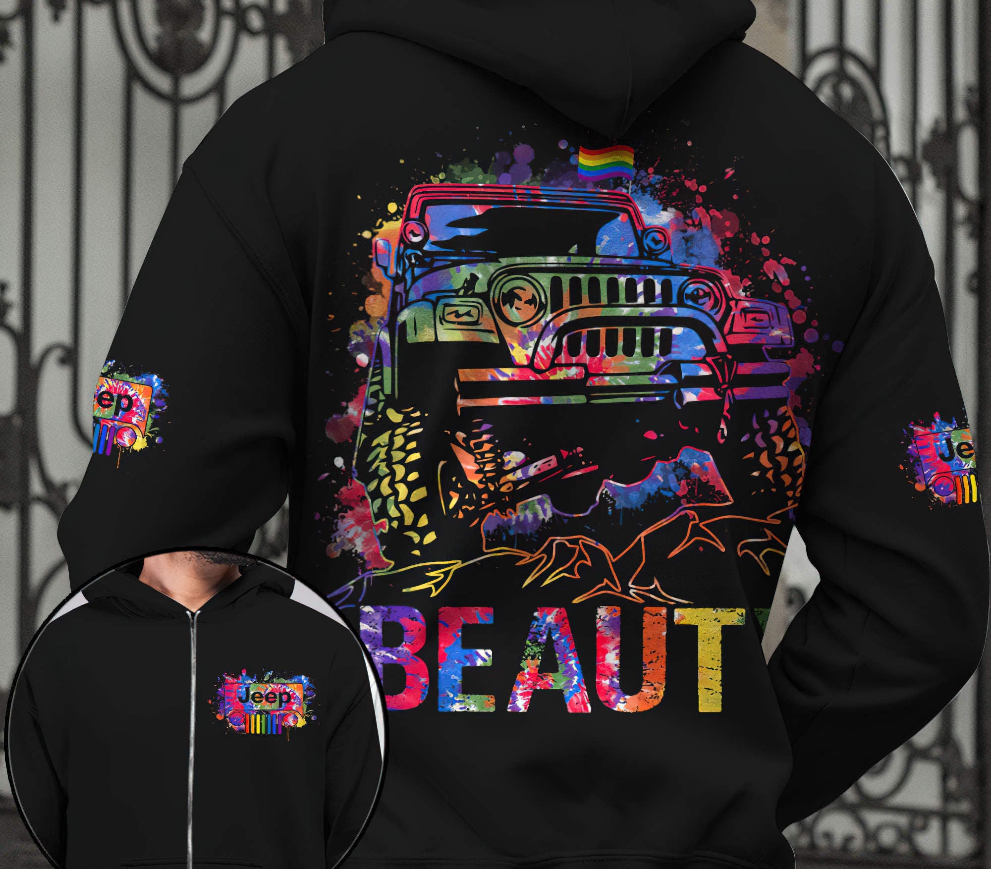 jeep-beast-beauty-rainbow-couple-hoodie