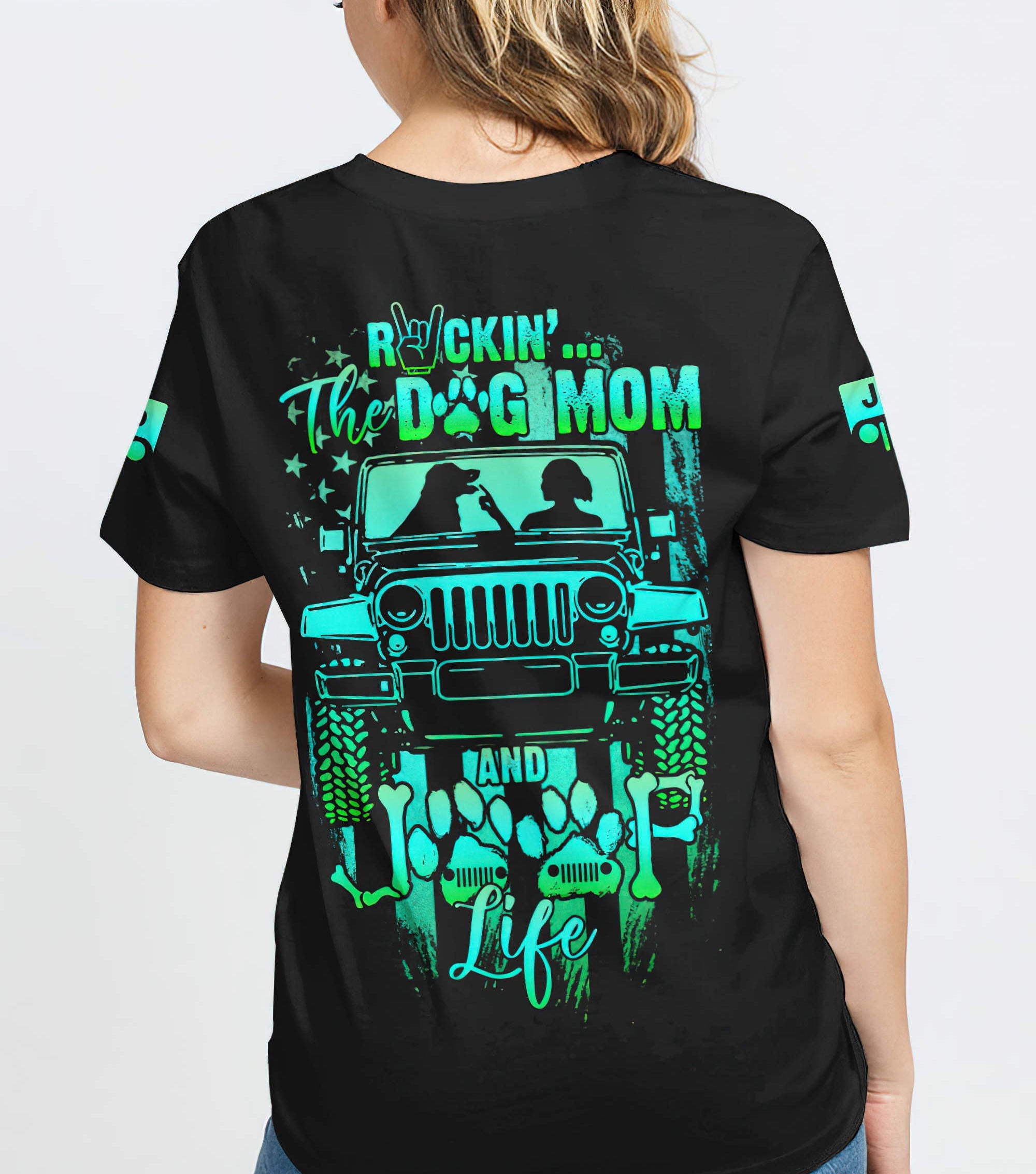 rockin-the-dog-mom-and-jeep-life-teal-t-shirt