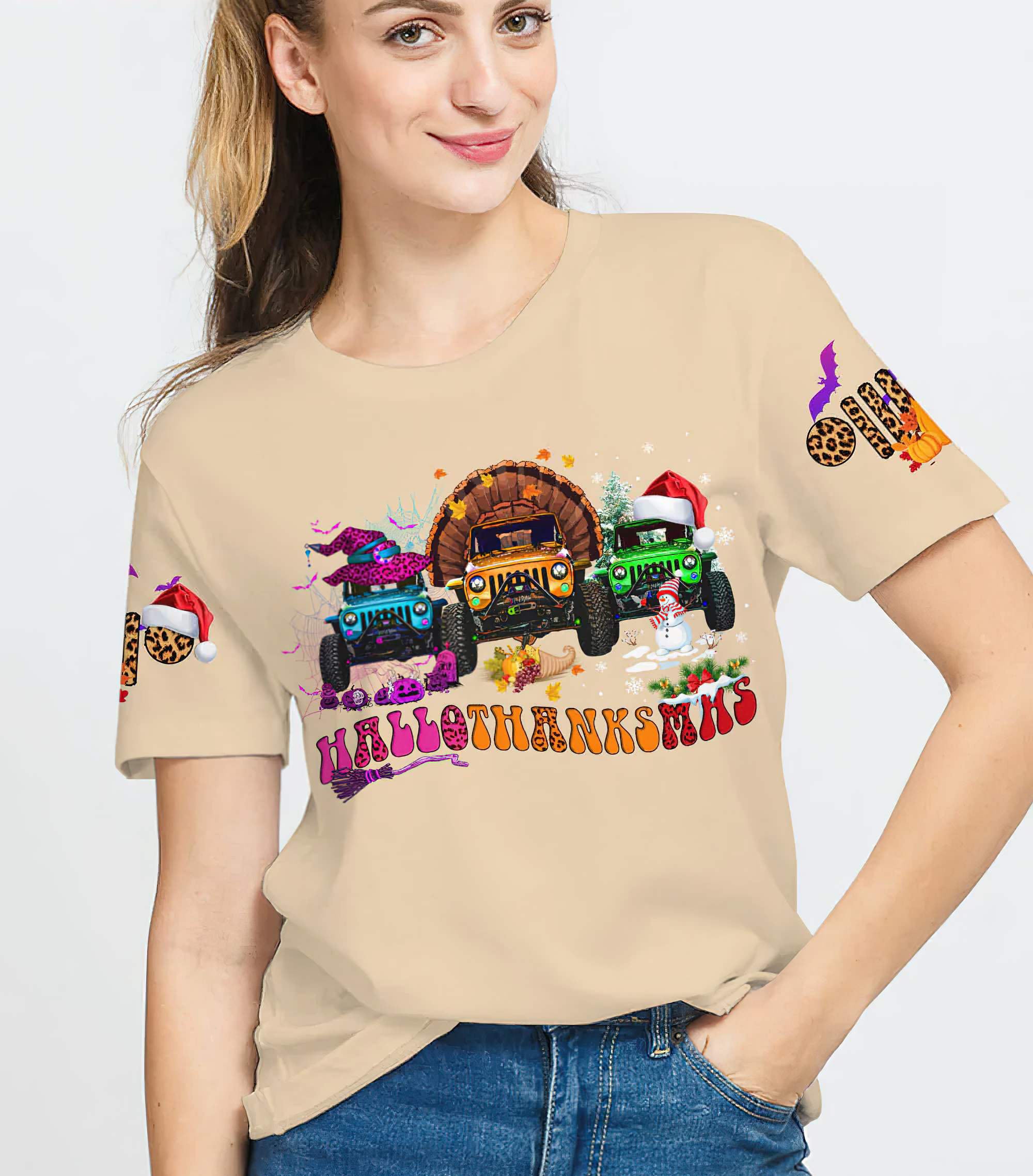 hallothanksmas-jeep-girl-t-shirt