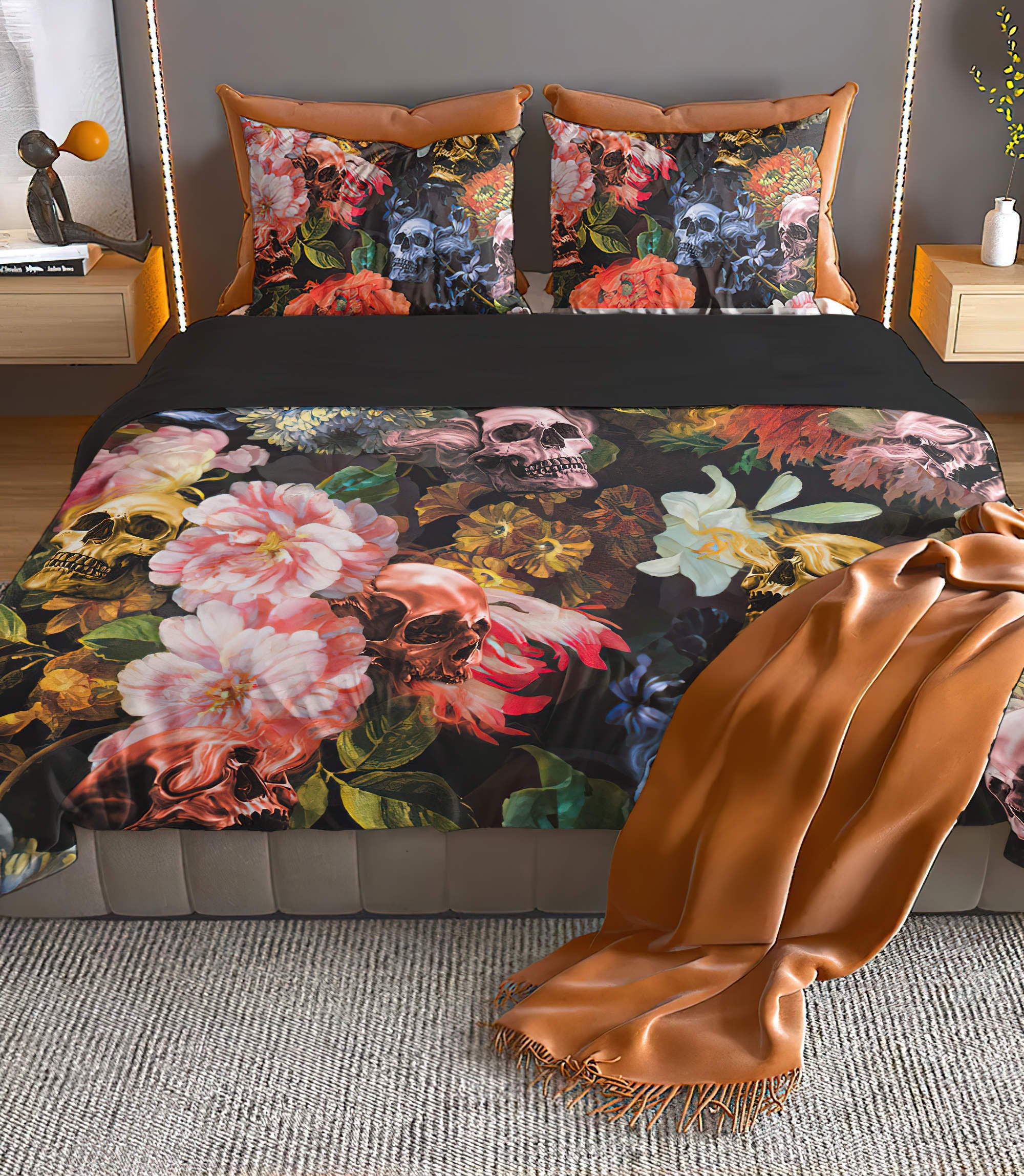 midnight-flowers-skull-bedding-set-bedding-set