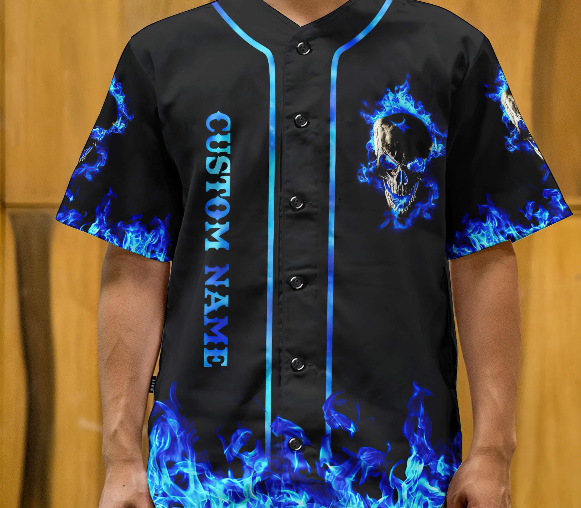 Personalized Skull Fire Baseball Jersey Baseball Jersey