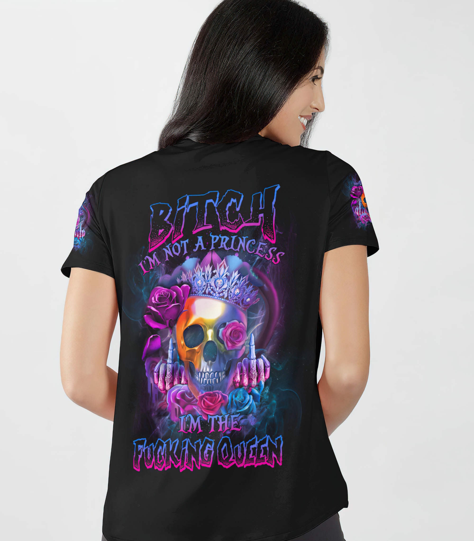 im-the-fking-queen-rose-skull-all-over-print-women-v-neck-t-shirt