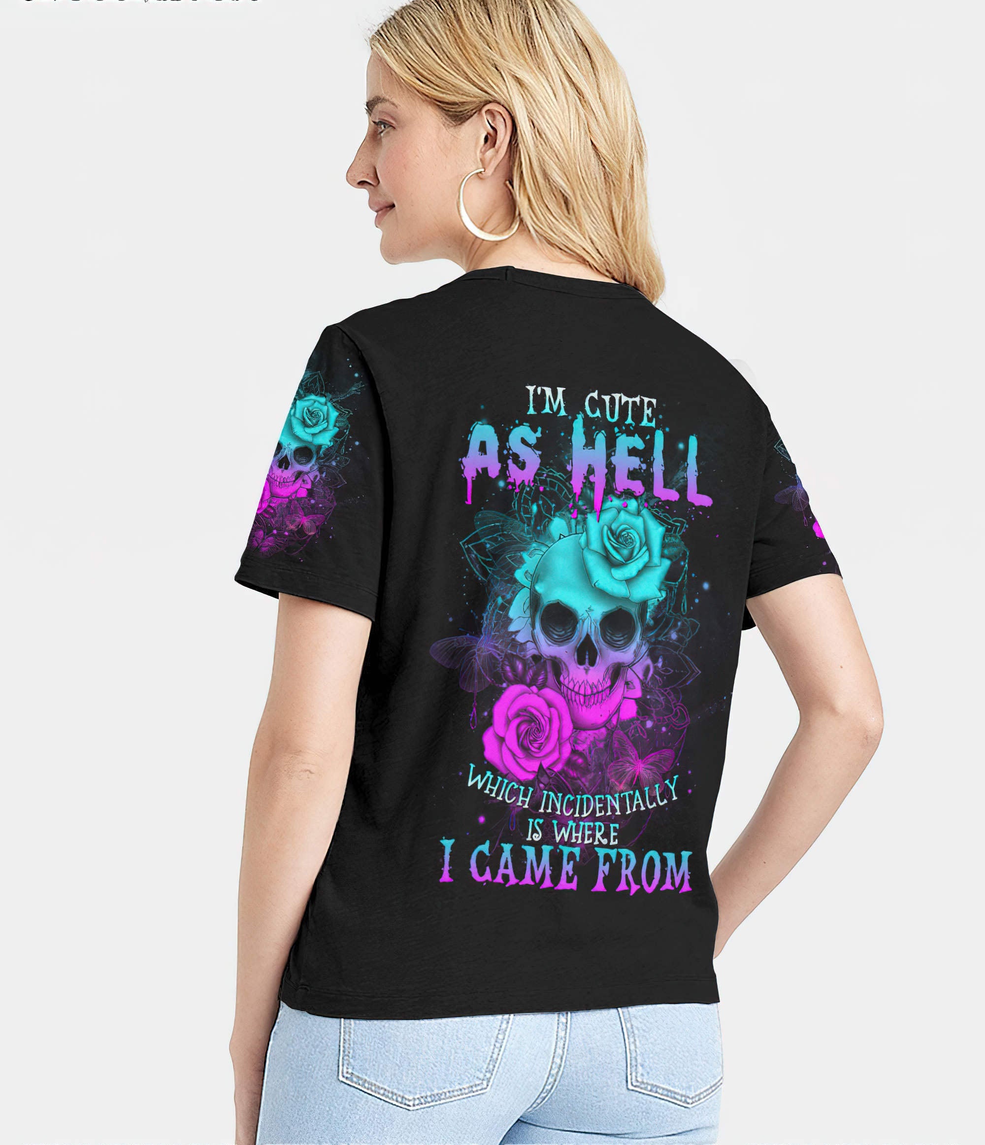 im-cute-as-hell-skull-rose-all-over-print-1-women-v-neck-t-shirt