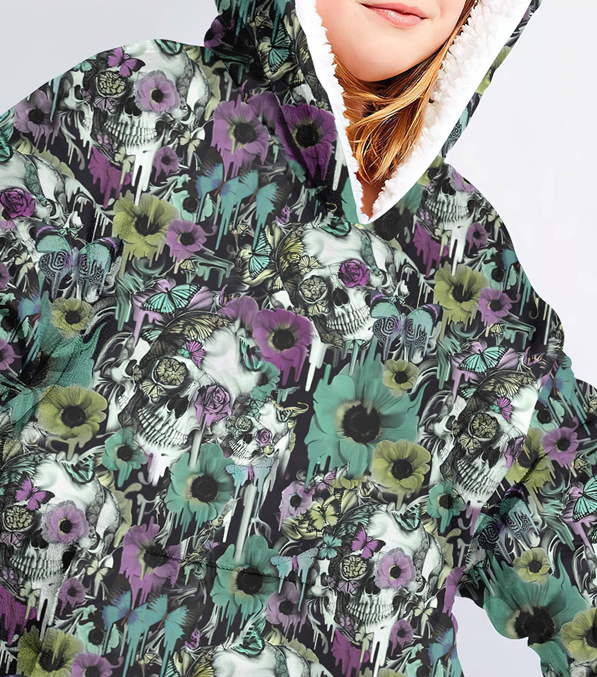 skull-floral-butterfly-sherpa-blanket-hoodie-wearable-blanket-hoodie