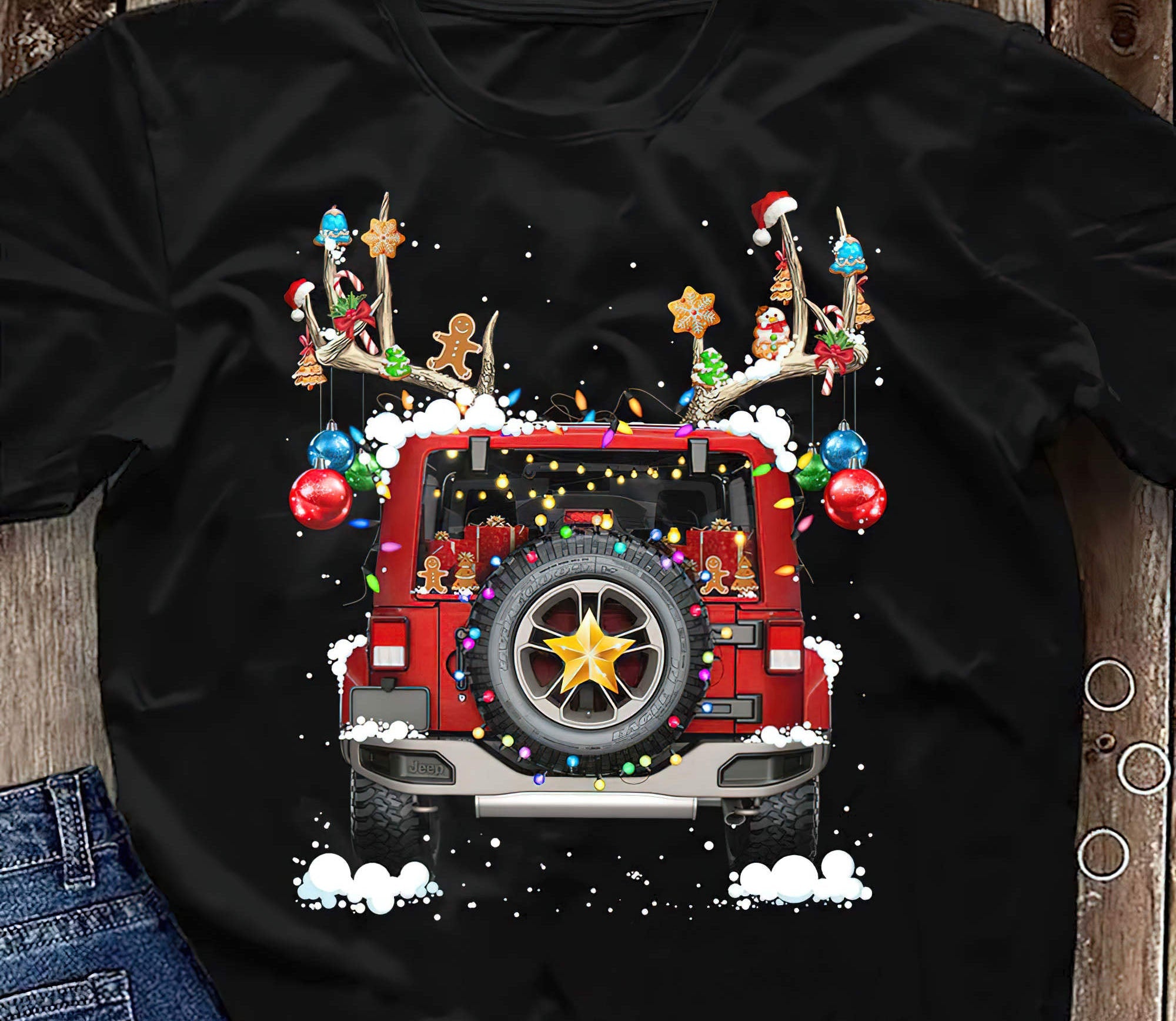 jeep-back-christmas-1-sided-t-shirt