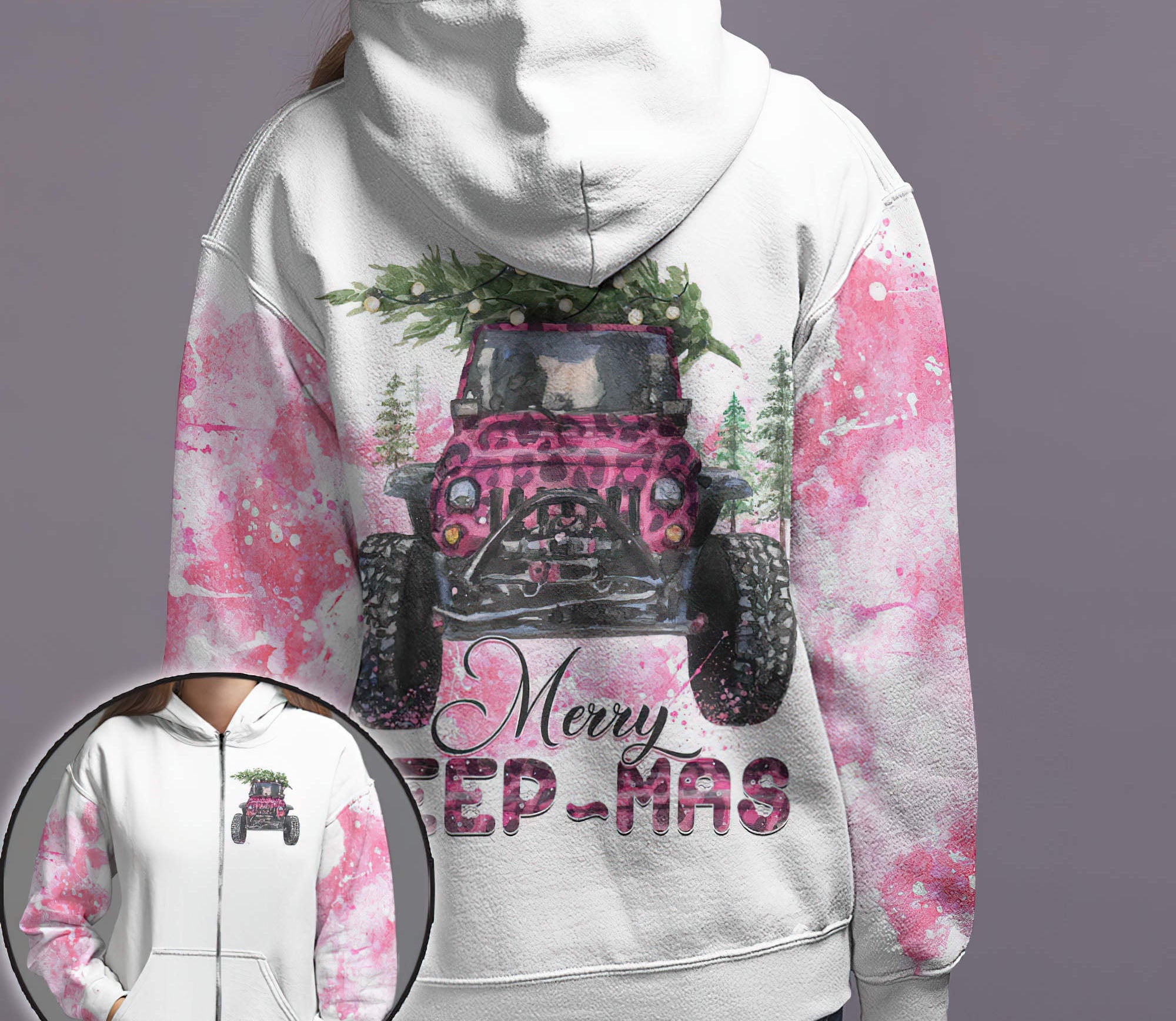 jeep-christmas-watercolor-hoodie