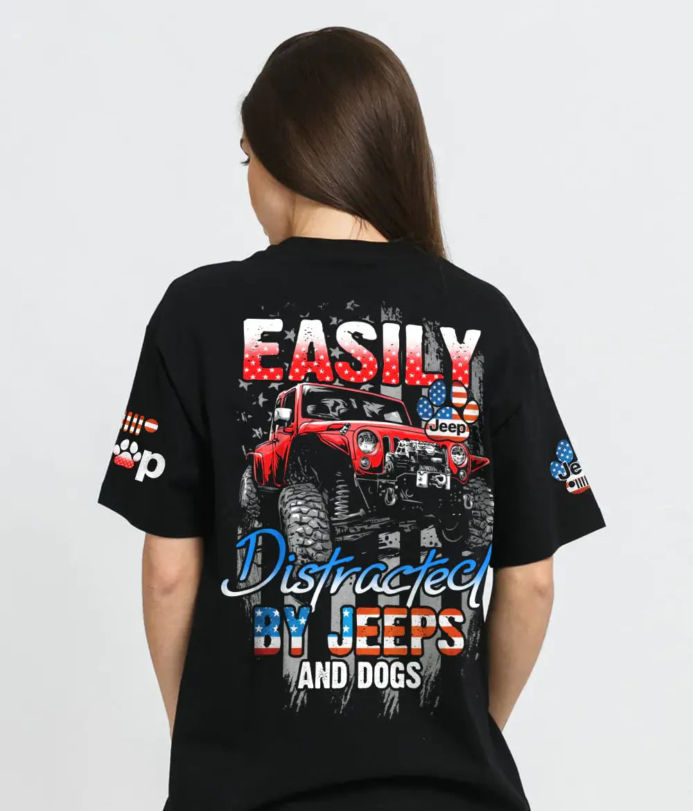 easily-distracted-by-jeeps-and-dogs-flag-t-shirt