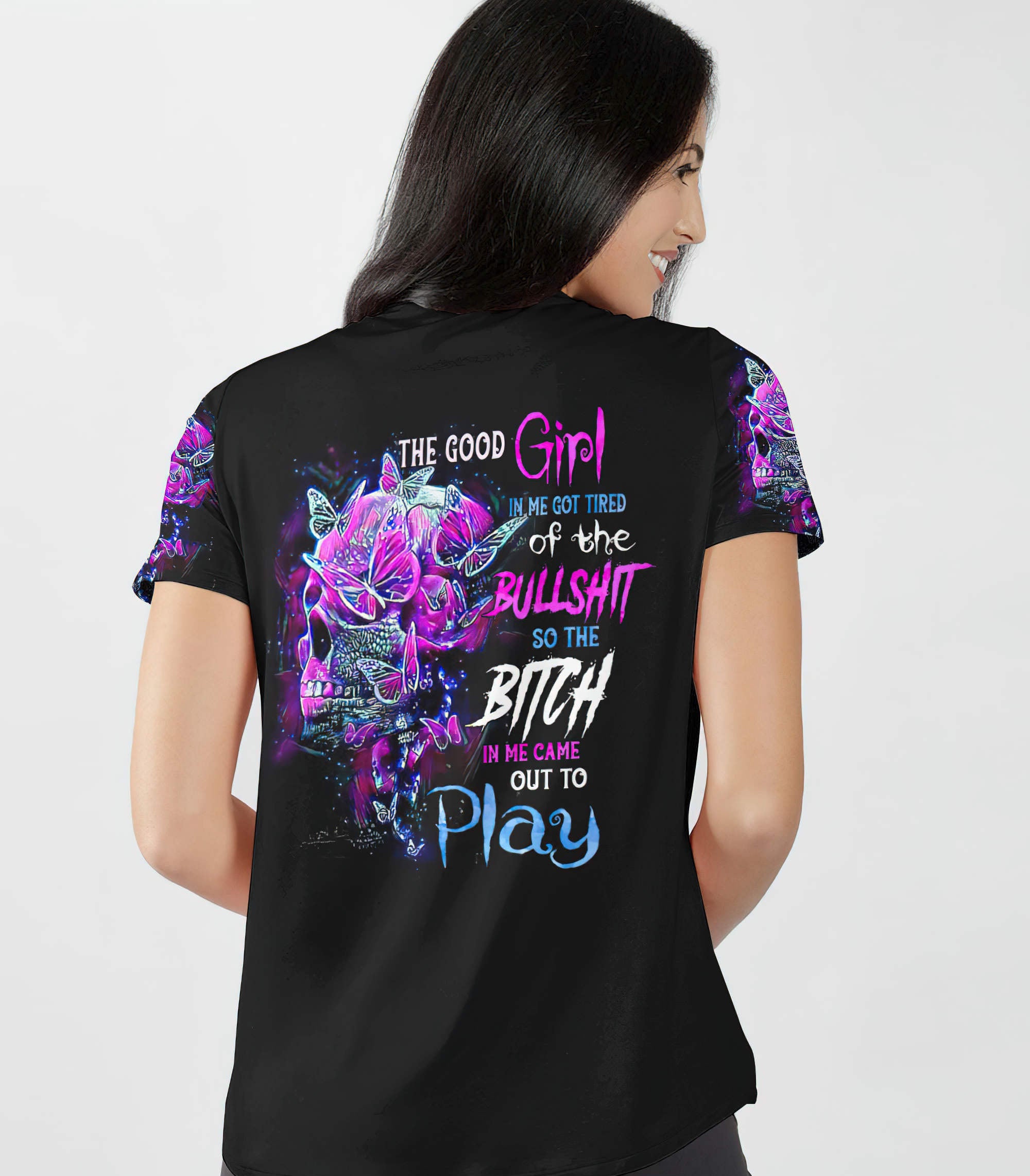 the-good-girl-in-me-got-tired-galaxy-skull-all-over-print-women-v-neck-t-shirt