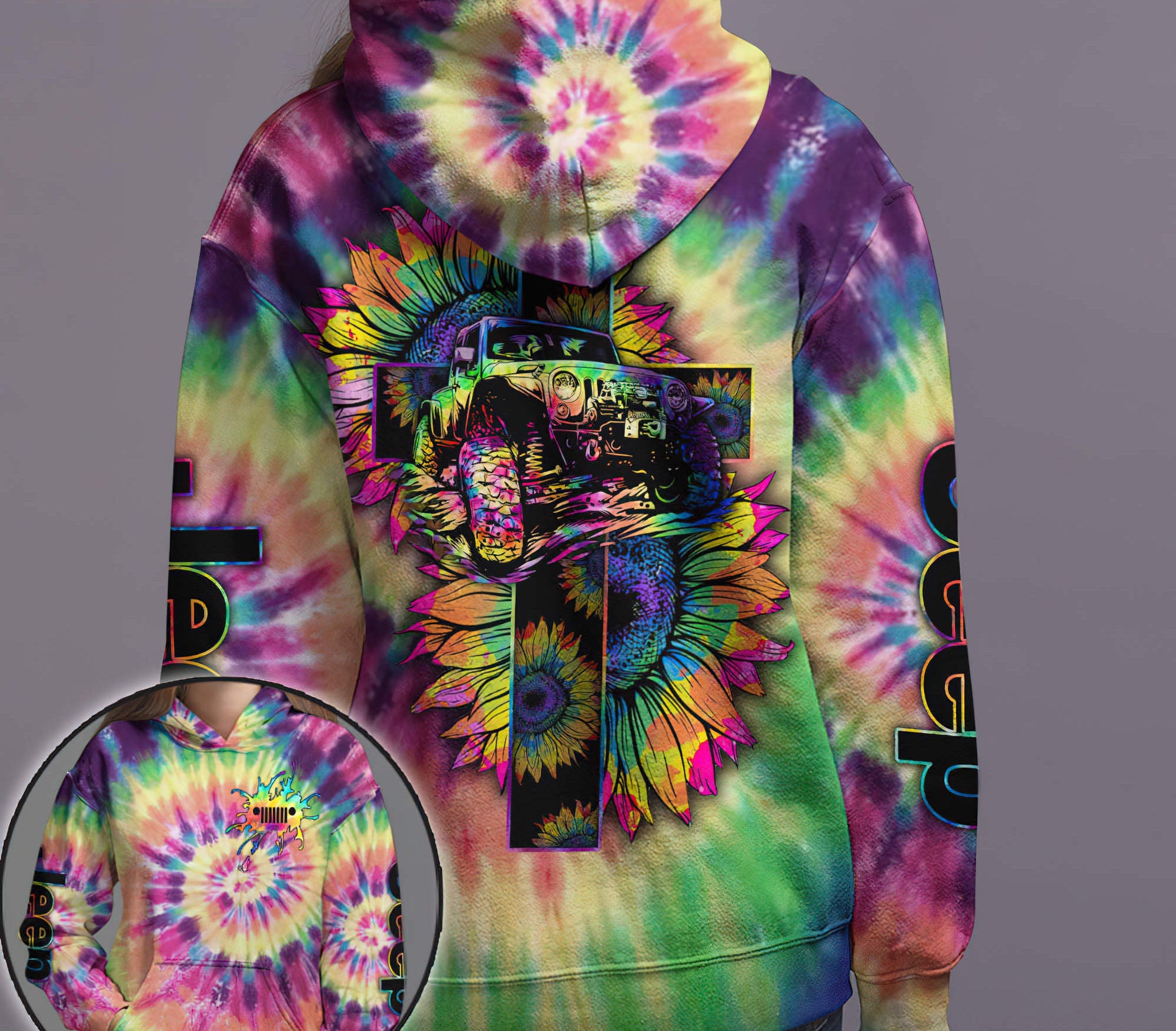 cross-sunflower-jeep-tie-dye-hoodie