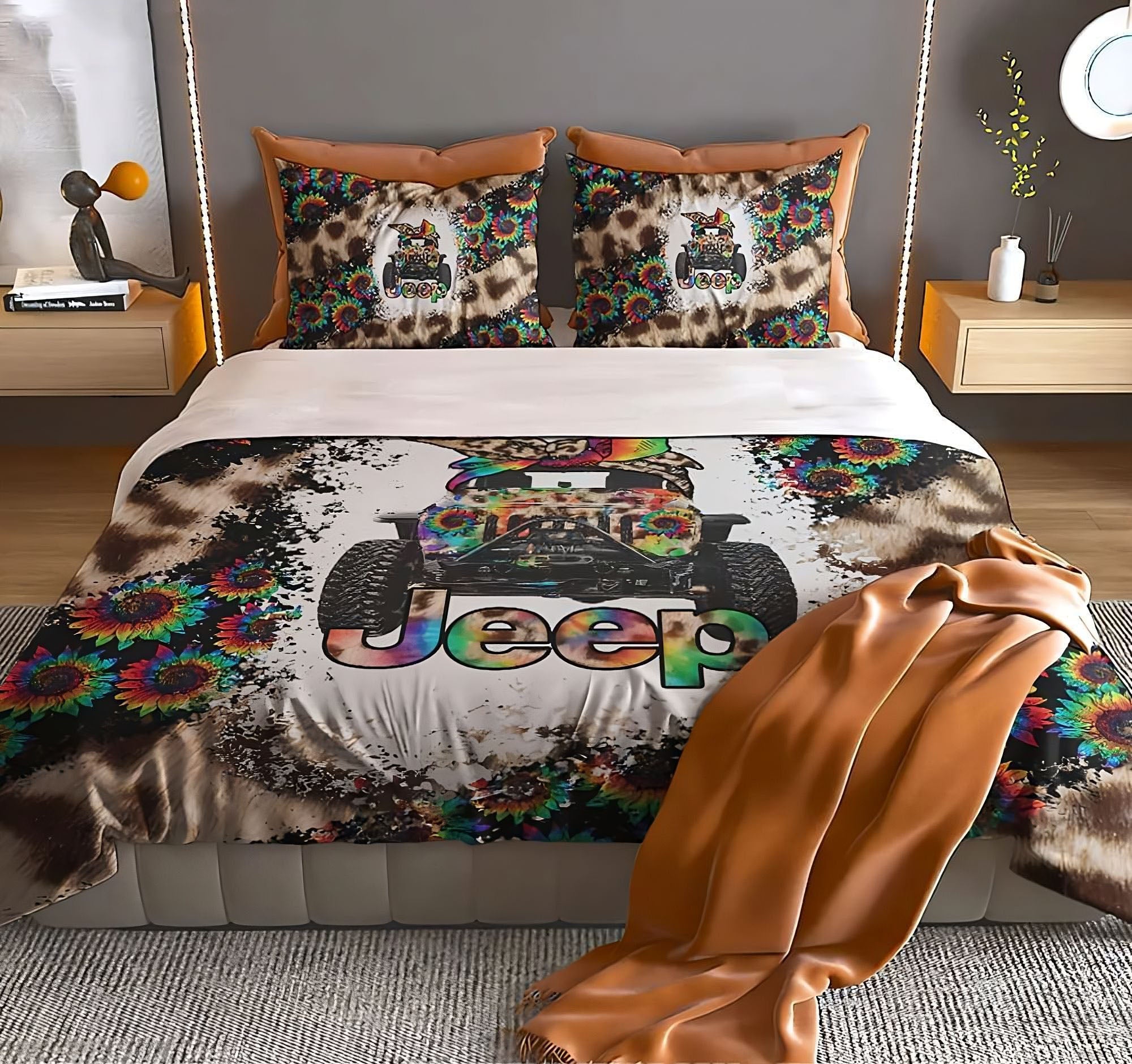 jeep-sunflower-leopard-bedding-set