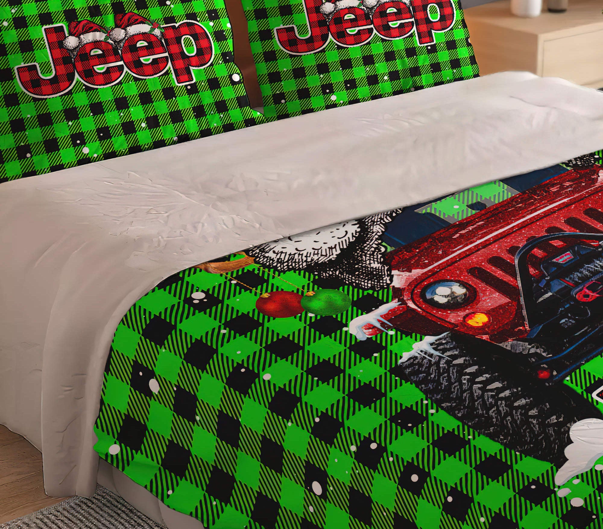 personalized-colors-jeep-plaid-bedding-set