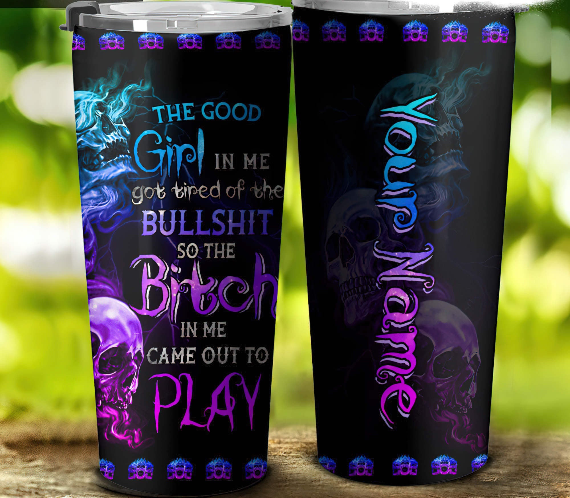 Personalized The Good Girl In Me Got Tired Skull Tumbler 5 Tumbler