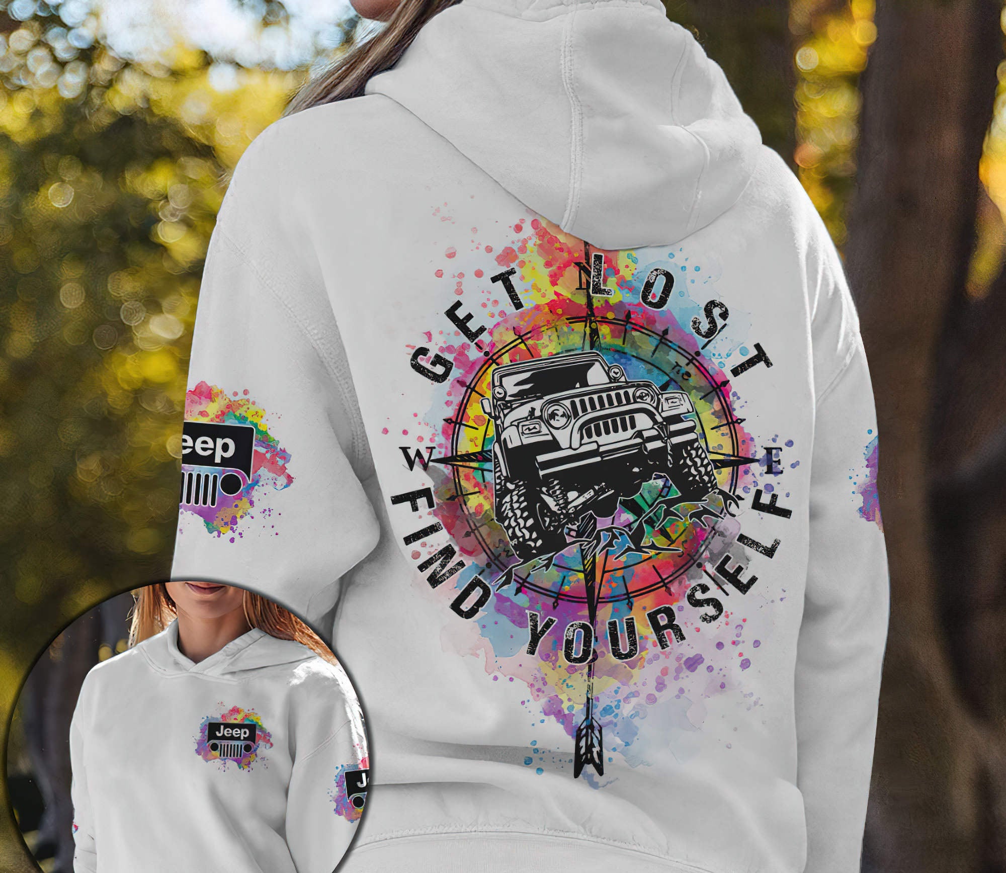 get-lost-find-yourself-jeep-compass-watercolor-hoodie