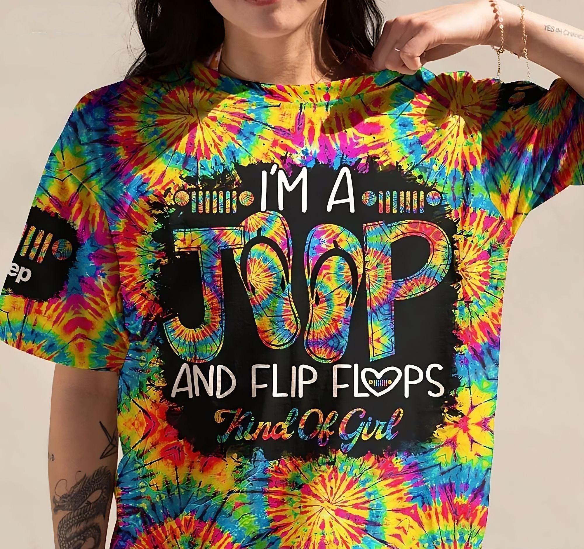 jeep-and-flip-flops-kind-of-girl-tie-dye-all-over-print-t-shirt