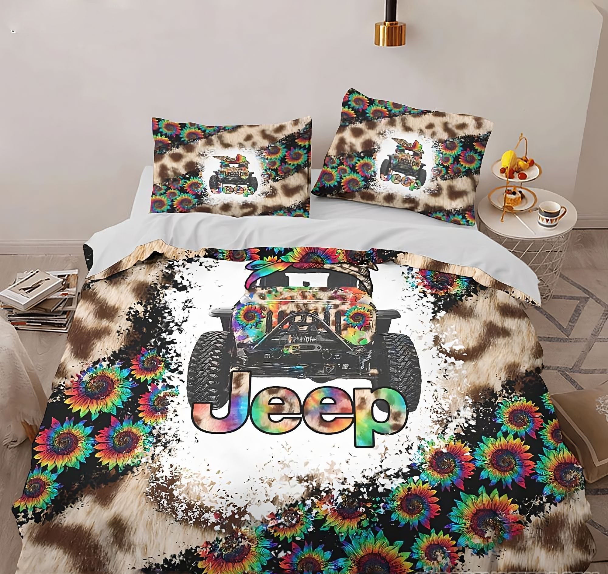 jeep-sunflower-leopard-bedding-set