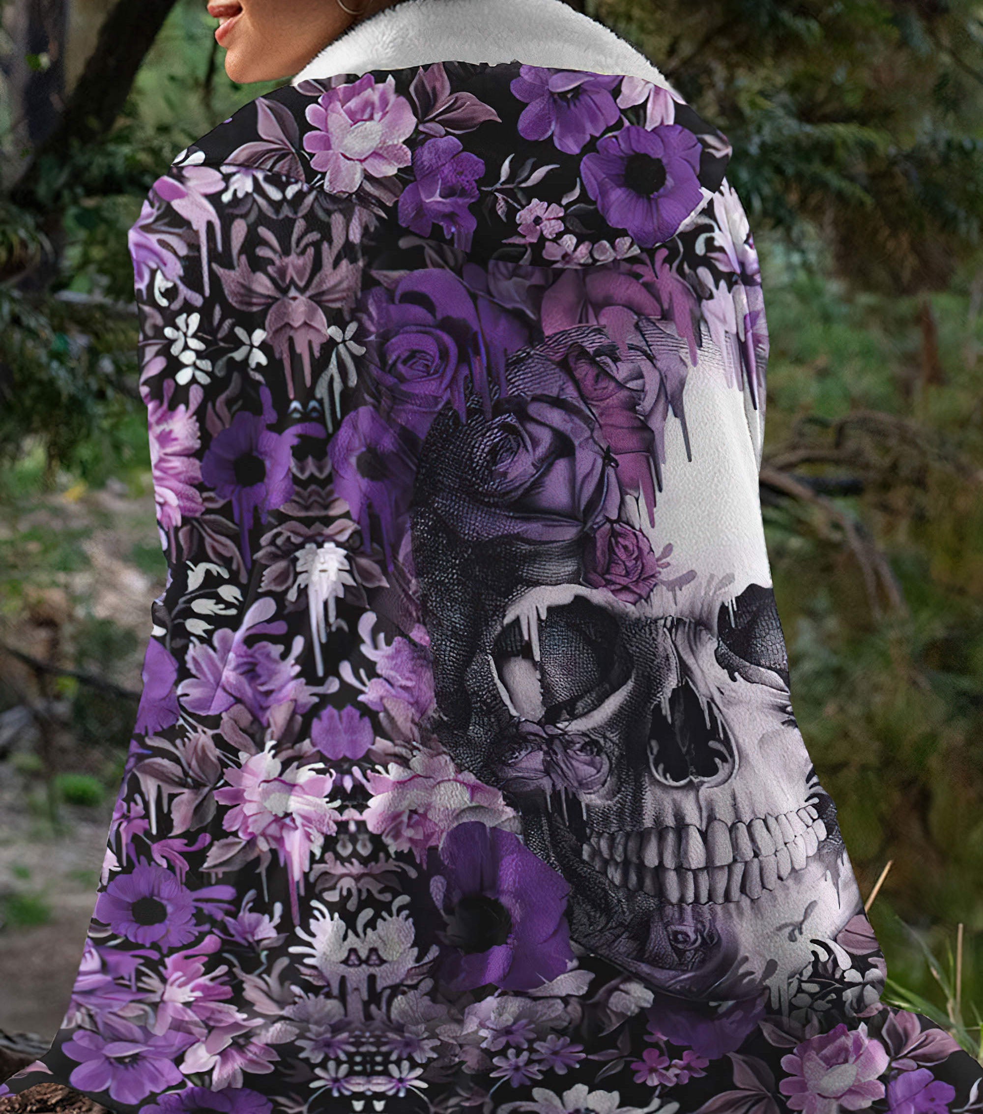 skull-flower-sherpa-blanket-hoodie-wearable-blanket-hoodie