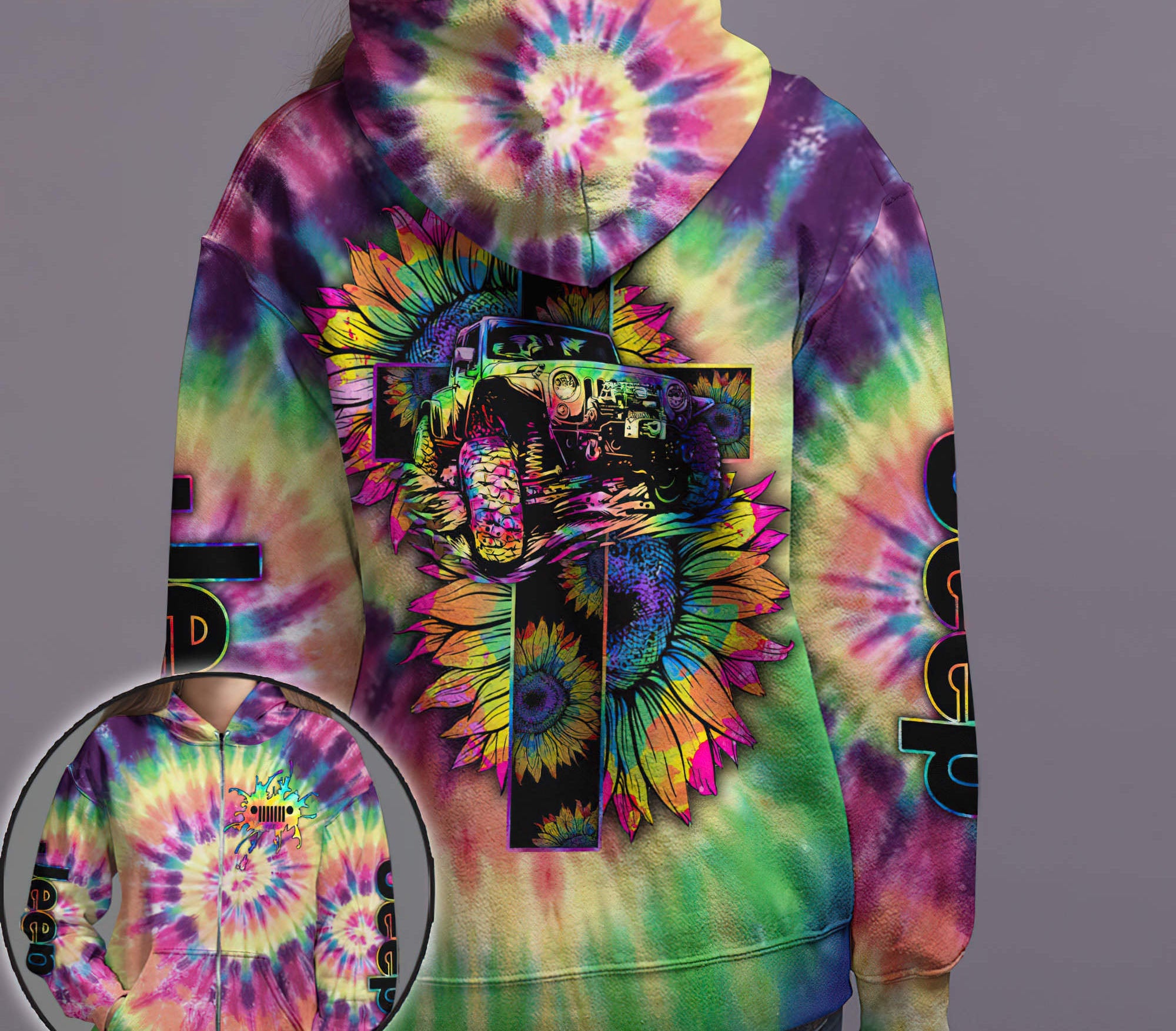 cross-sunflower-jeep-tie-dye-hoodie