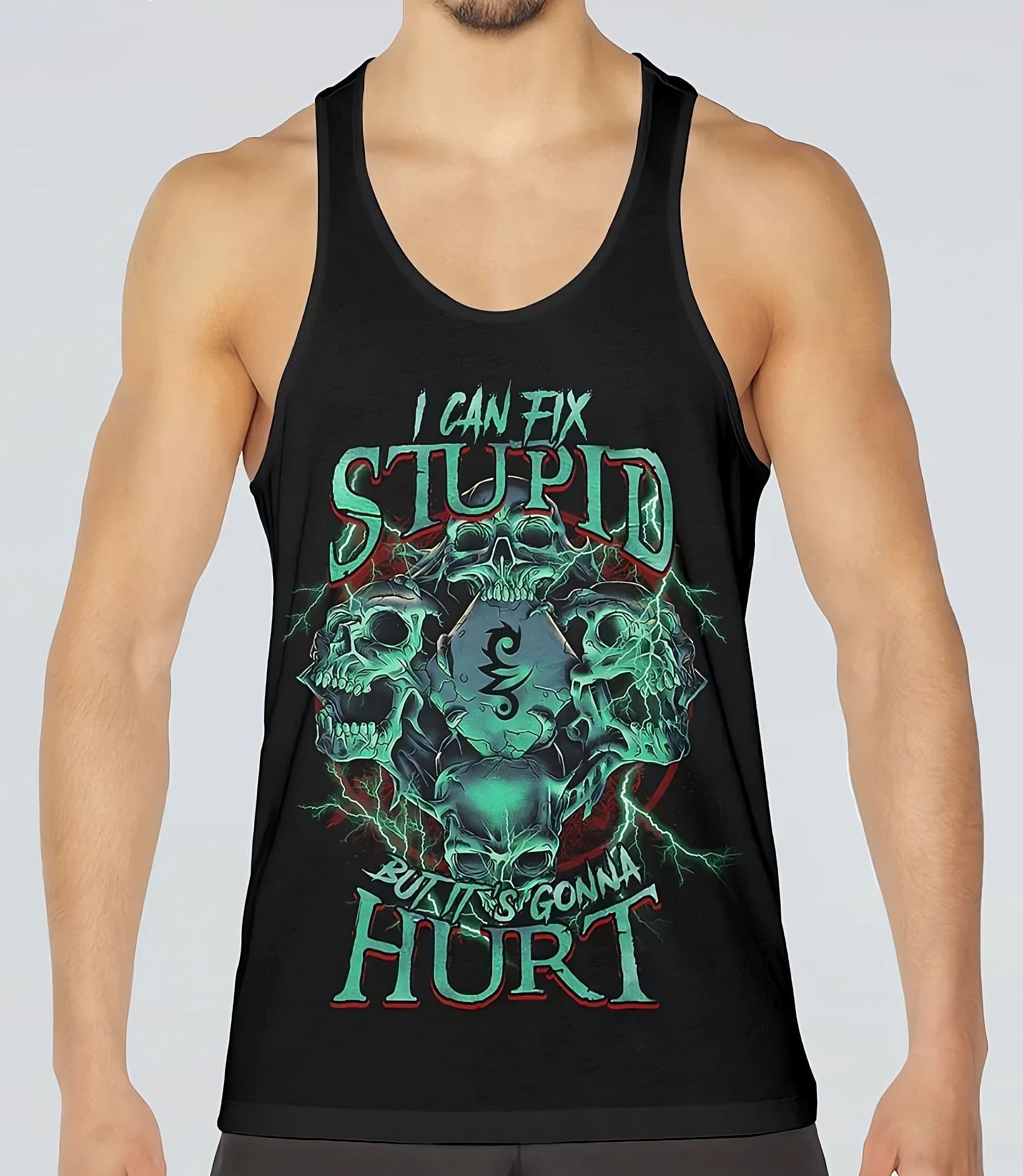 i-can-fix-stupid-4-skulls-all-over-print-tank-top