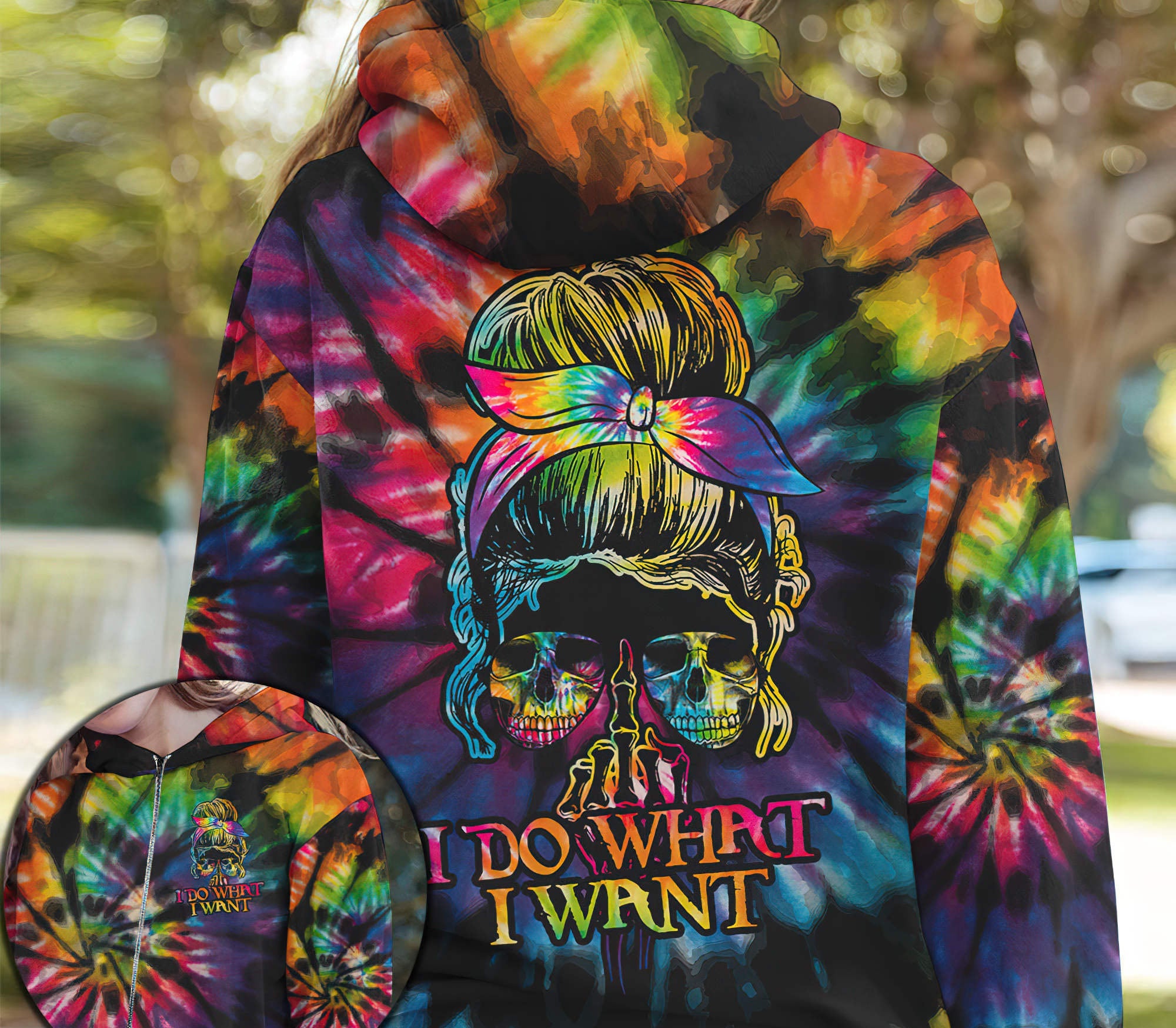 I Do What I Want Skull Tie Dye All Over Print 1 Hoodie