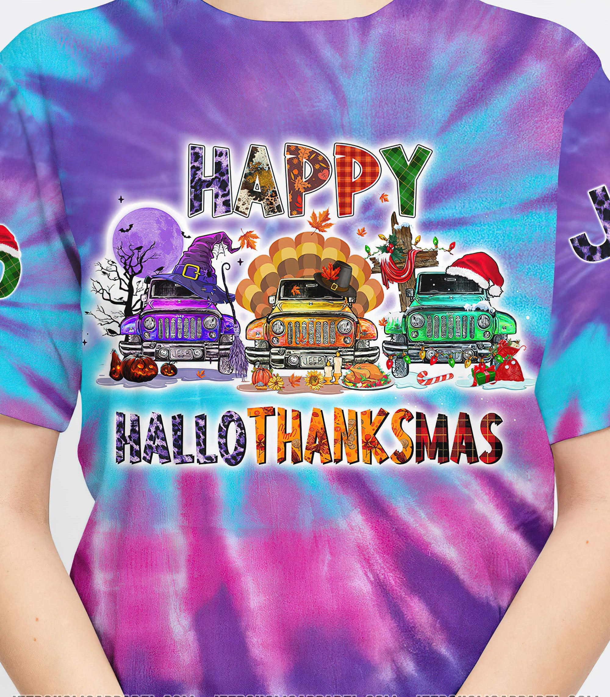 tie-dye-happy-hallothanksmas-3-jeeps-t-shirt