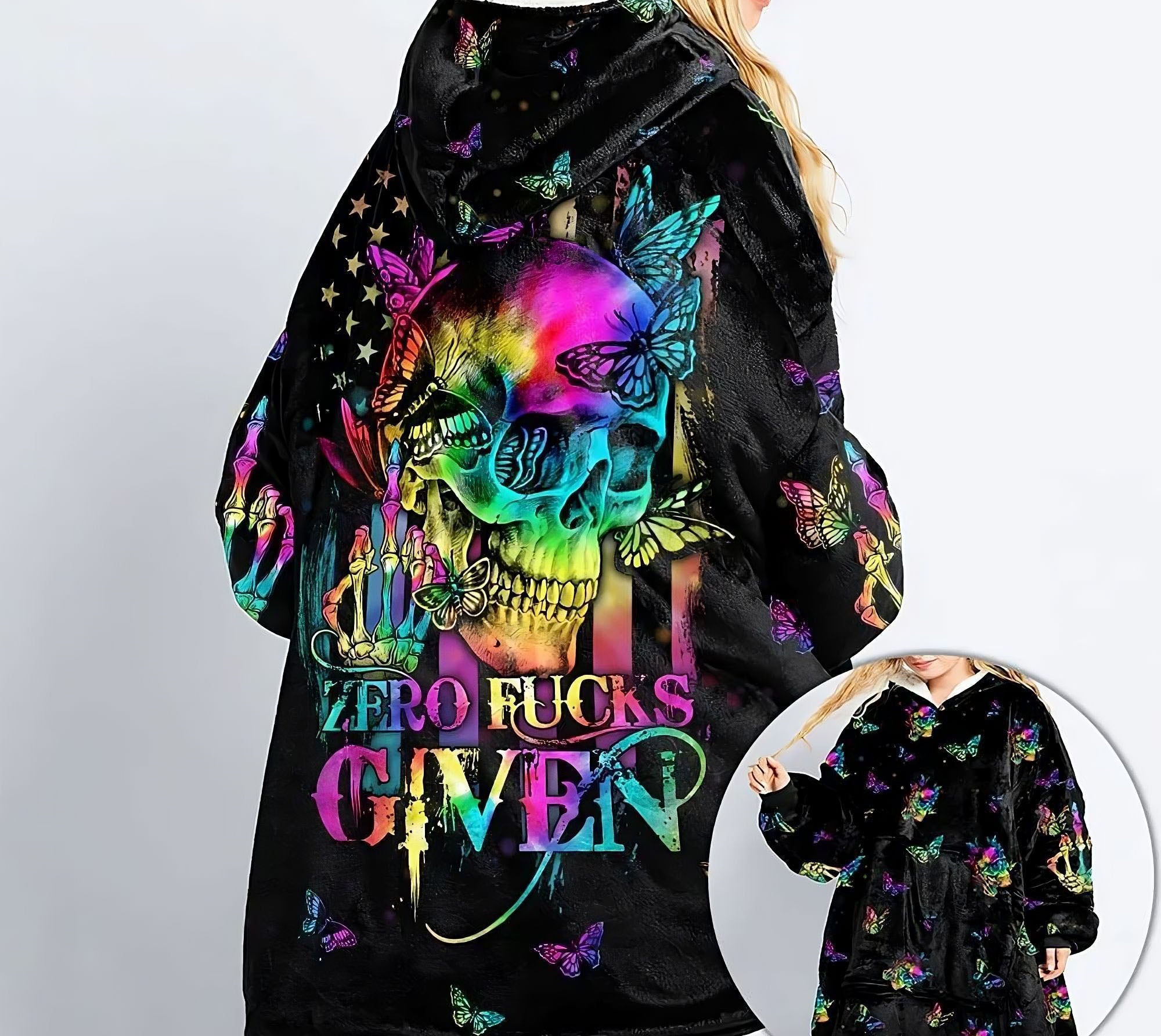 skull-tie-dye-butterfly-sherpa-blanket-hoodie-wearable-blanket-hoodie