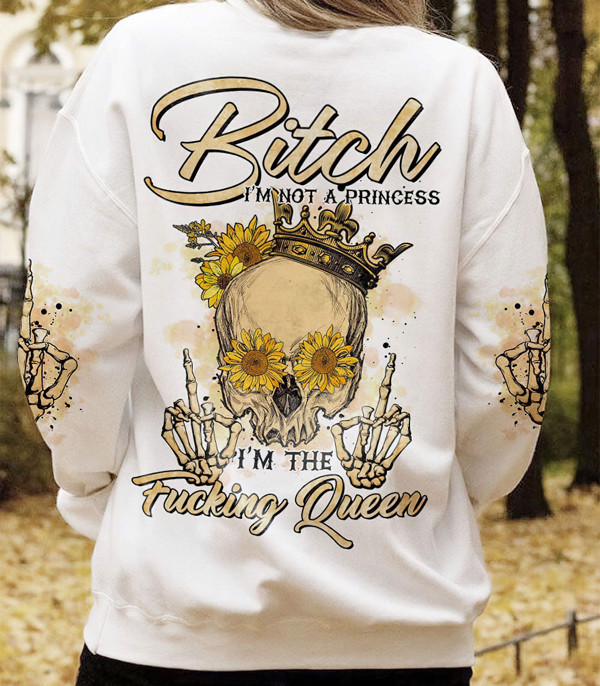 im-fking-queen-vintage-skull-all-over-print-sweatshirt