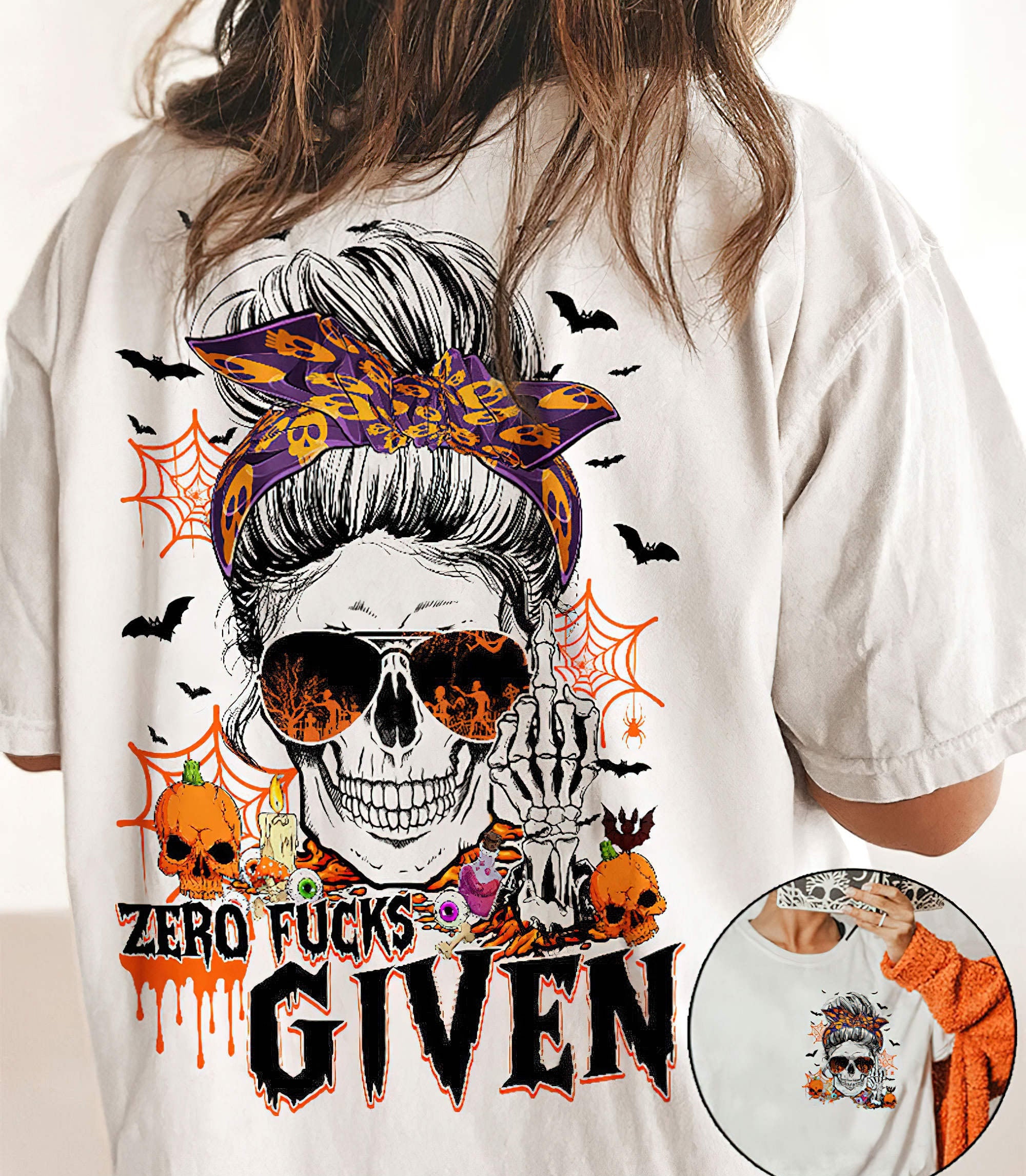 zero-fks-given-skull-halloween-2d-t-shirt