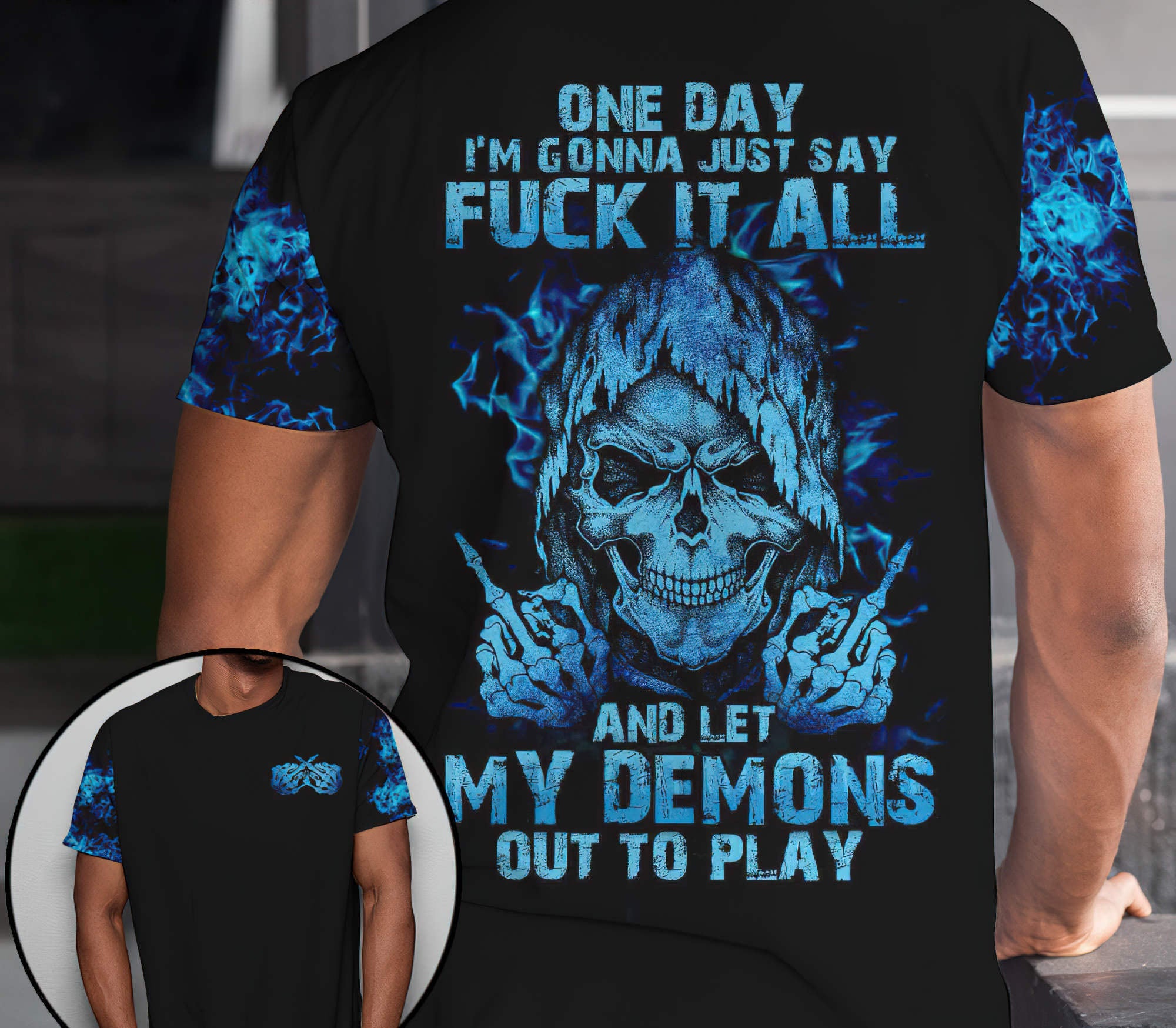 My Demons Out To Play Skull All Over Print 1 T Shirt