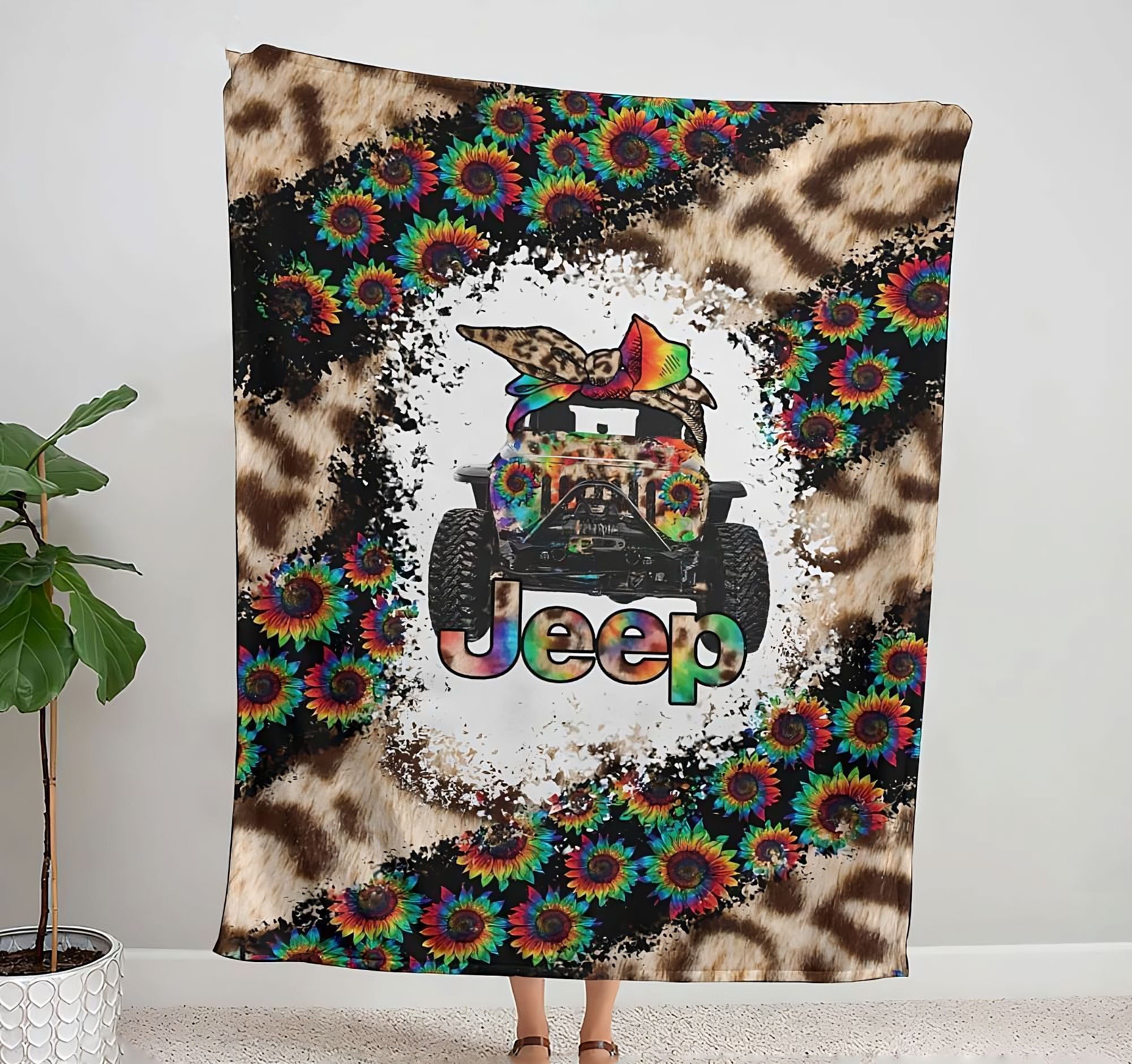 jeep-sunflower-leopard-blanket-bedding-set