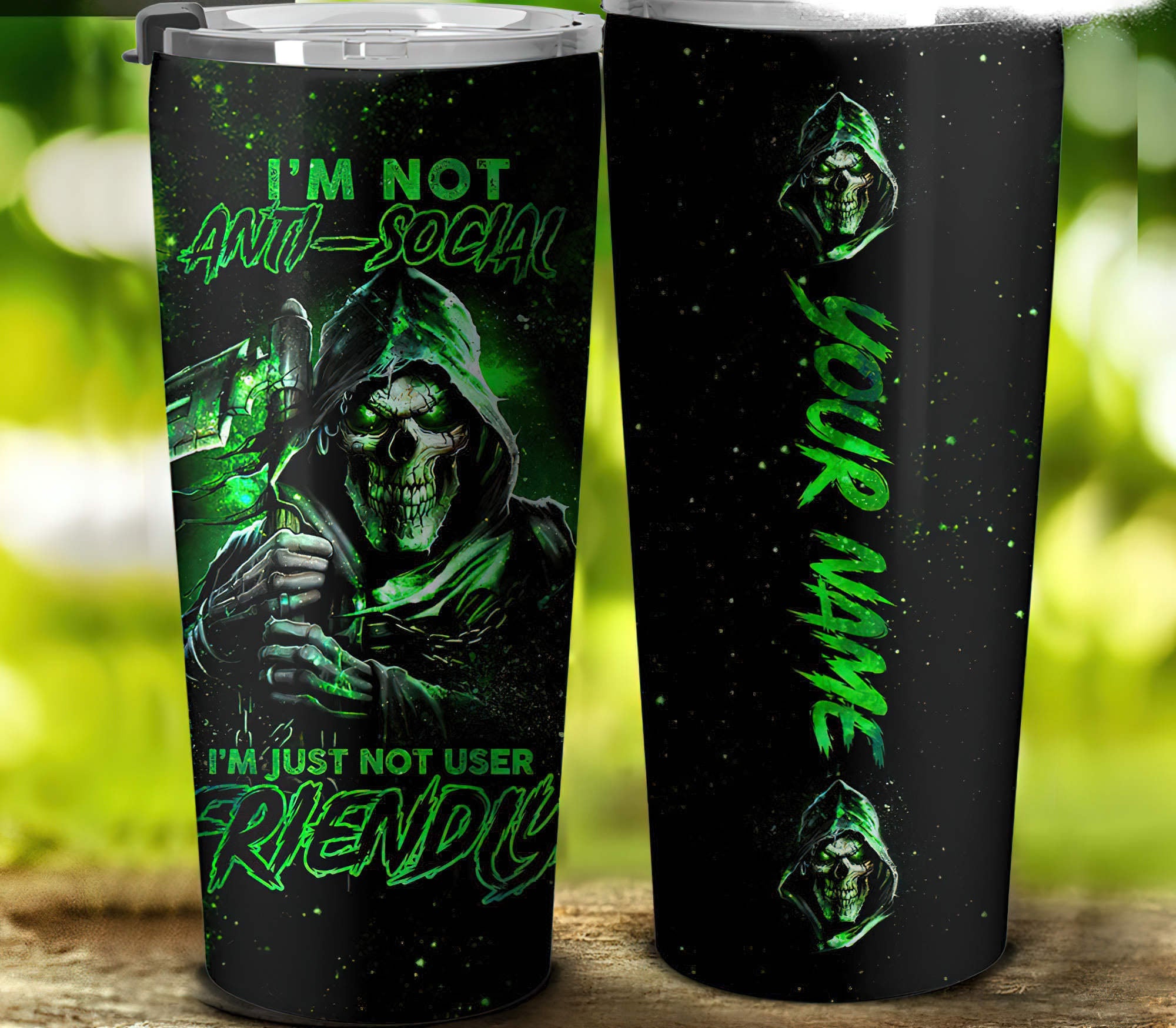 Personalized I'm Not Anti-social Skull Tumbler Tumbler