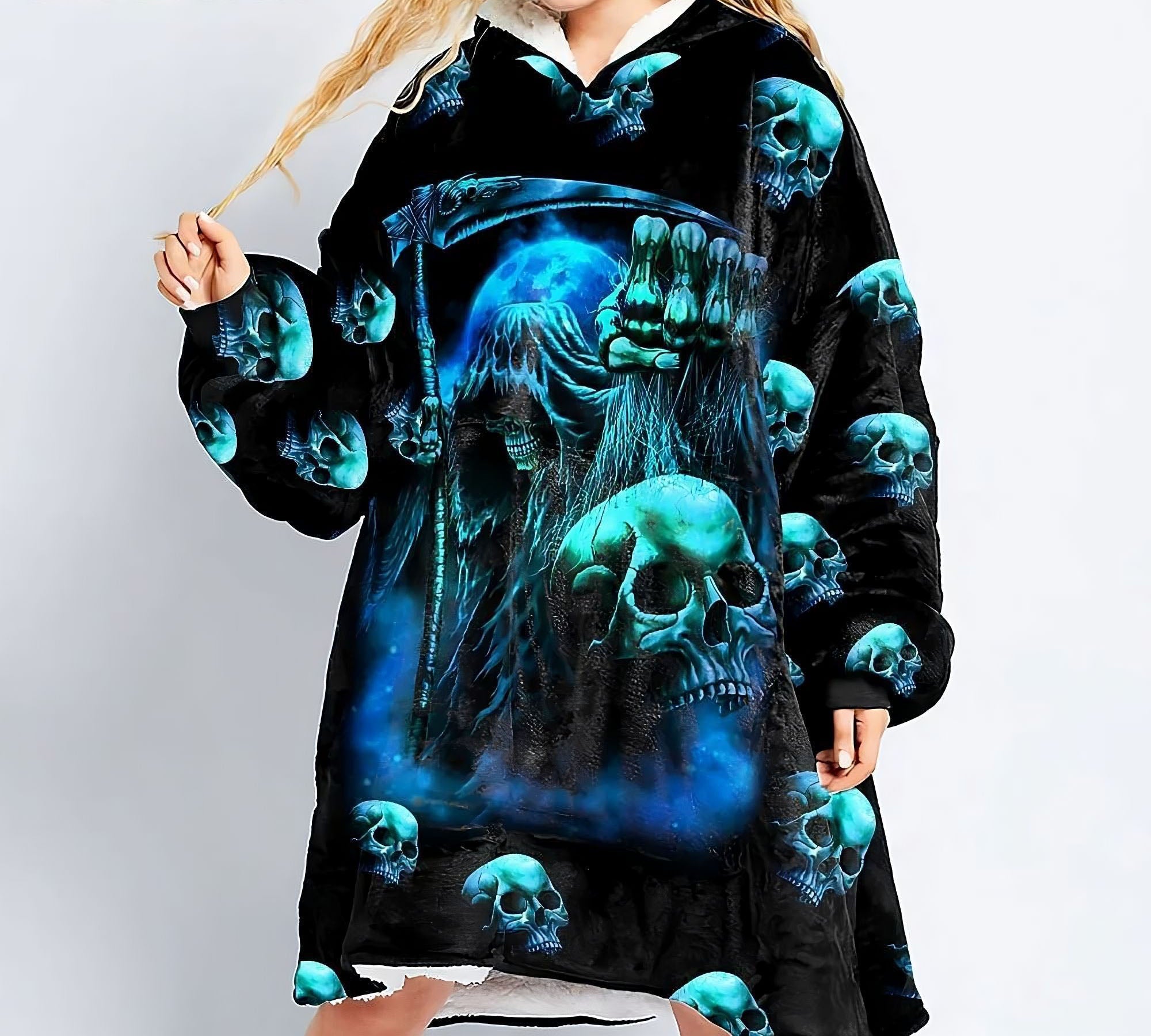 tread-carefully-skull-sherpa-blanket-hoodie-wearable-blanket-hoodie