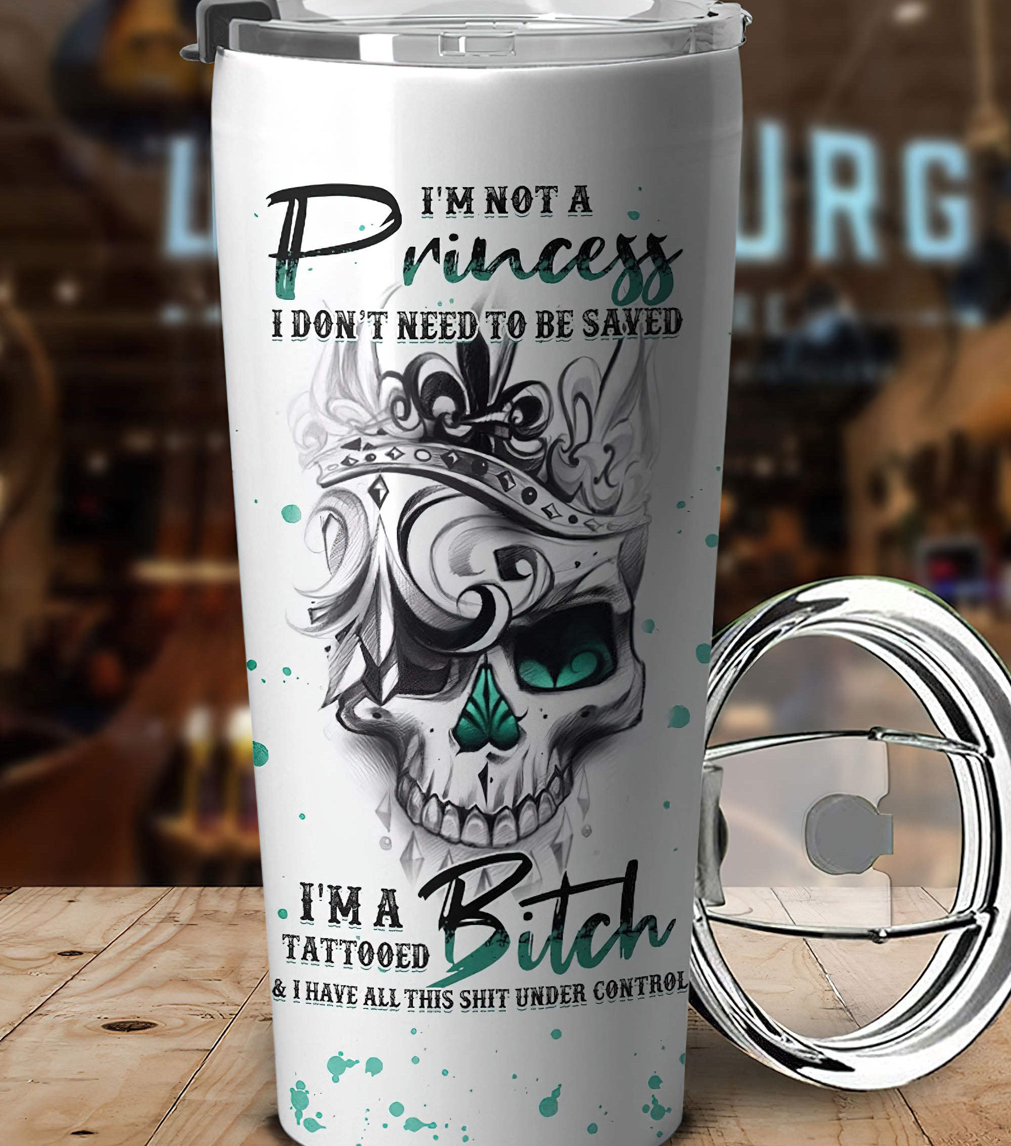 personalized-im-not-a-princess-skull-tattooed-queen-tumbler