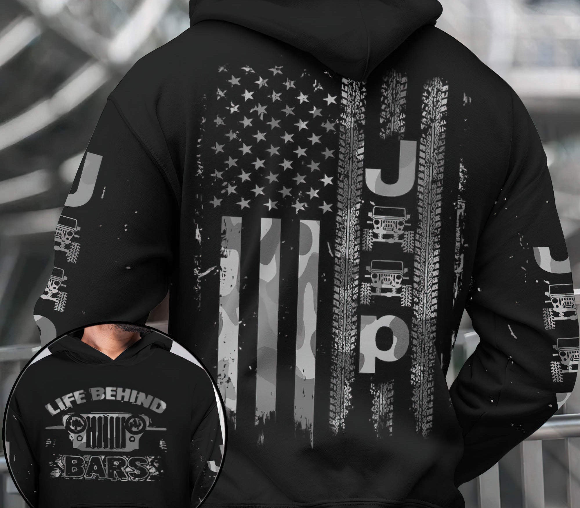 jeep-life-behind-bars-bw-hoodie