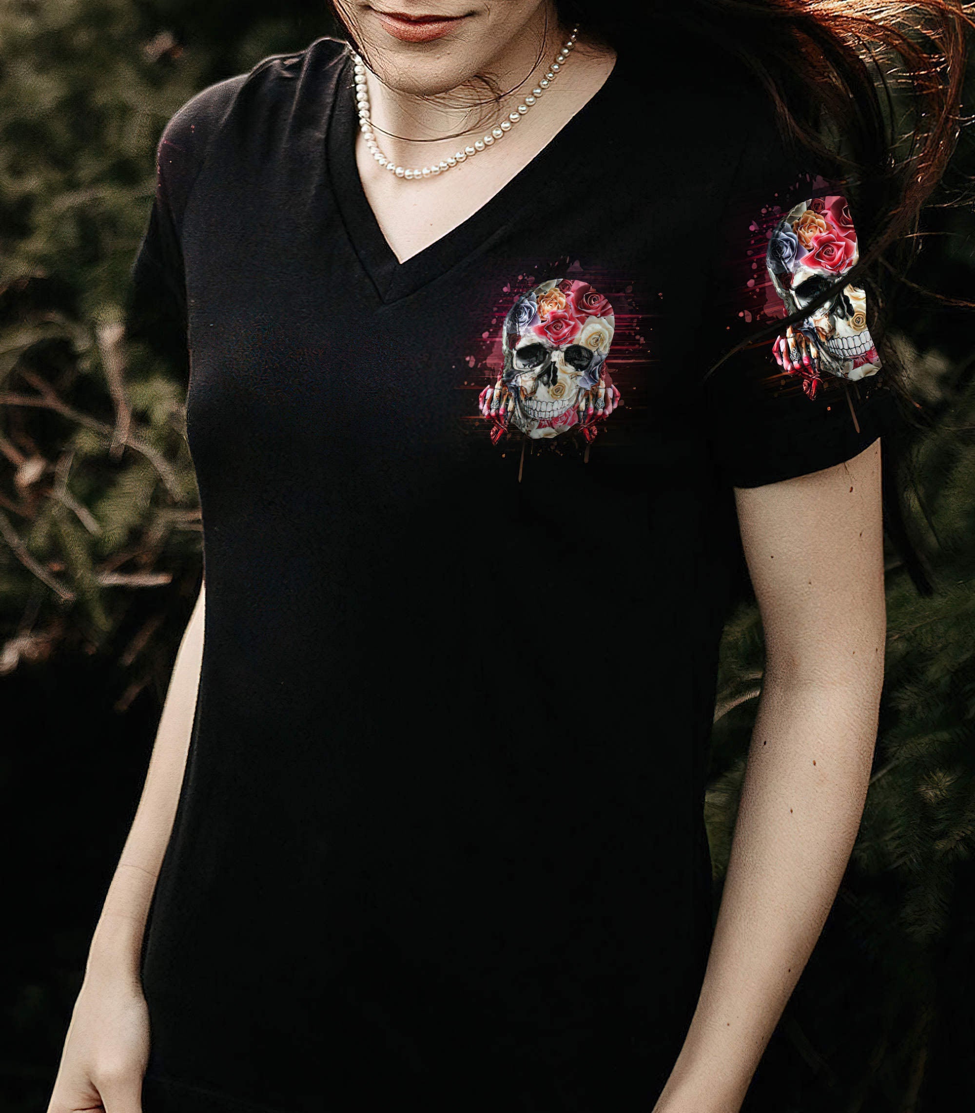 i-dont-have-an-attitude-flower-skull-all-over-print-women-v-neck-t-shirt