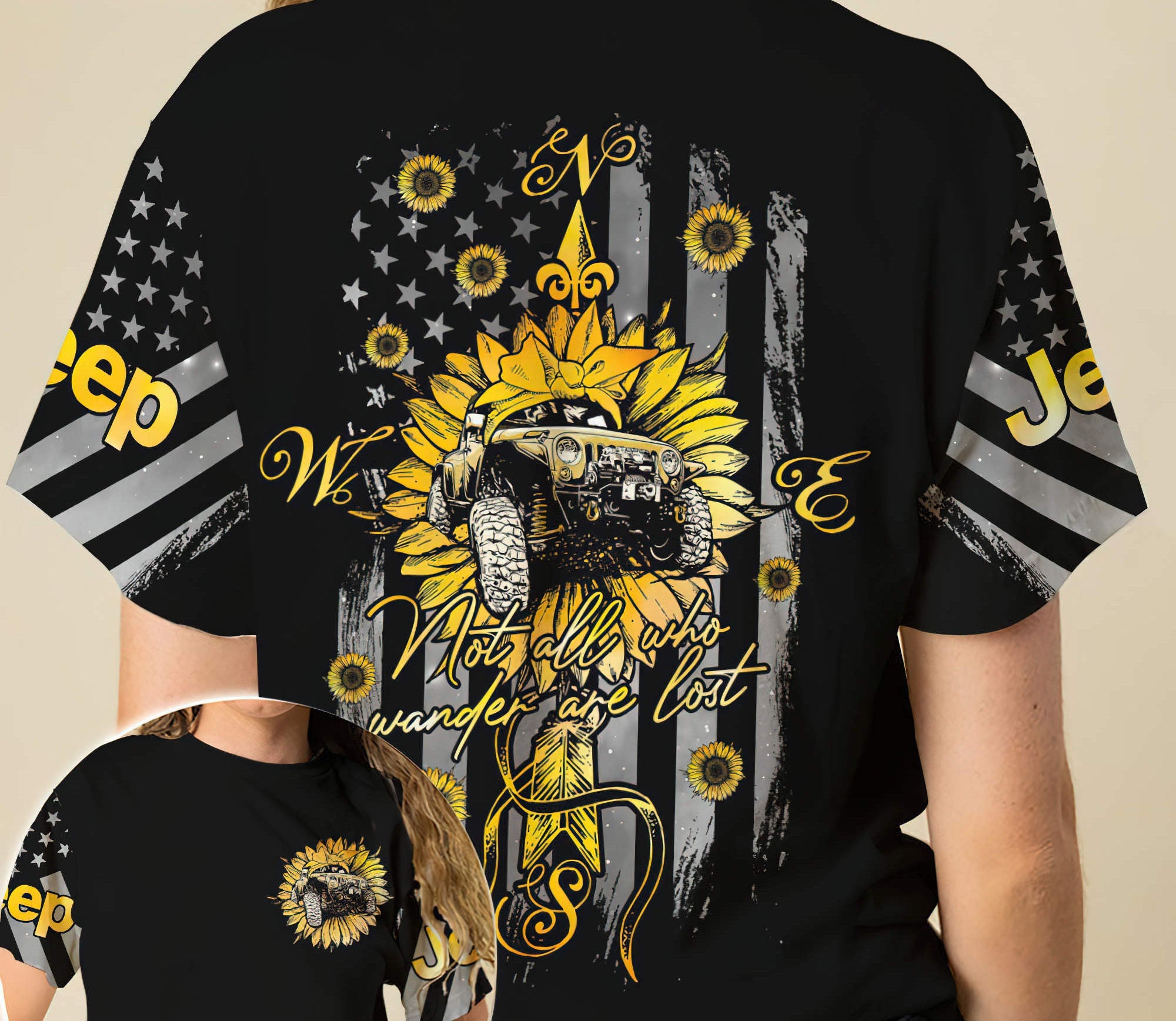 not-all-who-wander-sunflower-jeep-t-shirt