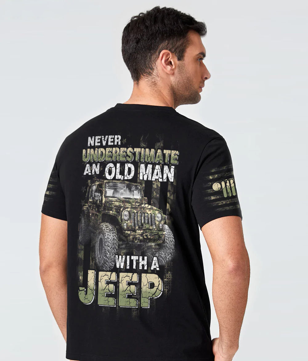 never-underestimate-an-old-man-jeep-t-shirt