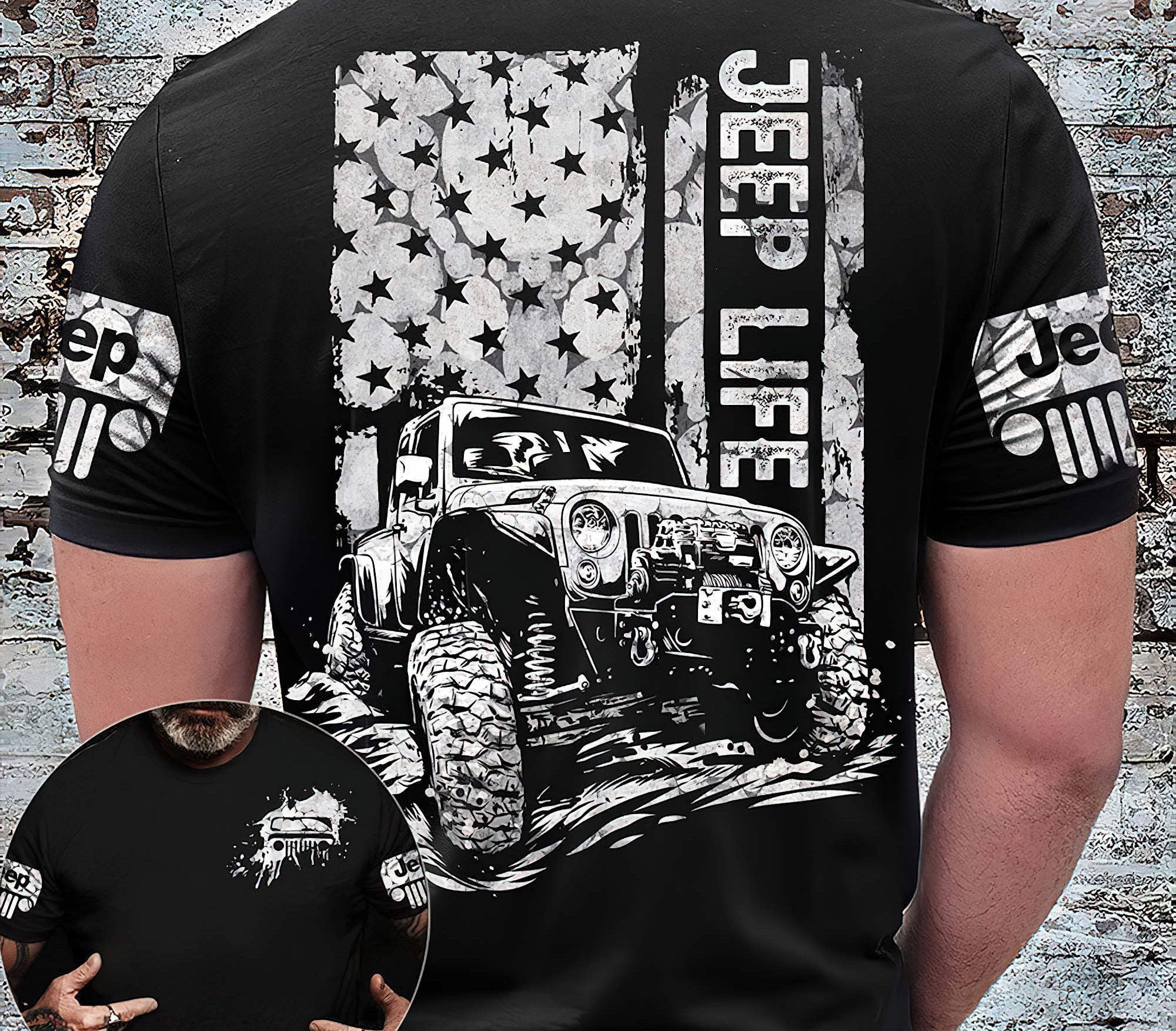 jeep-life-flag-bw-t-shirt