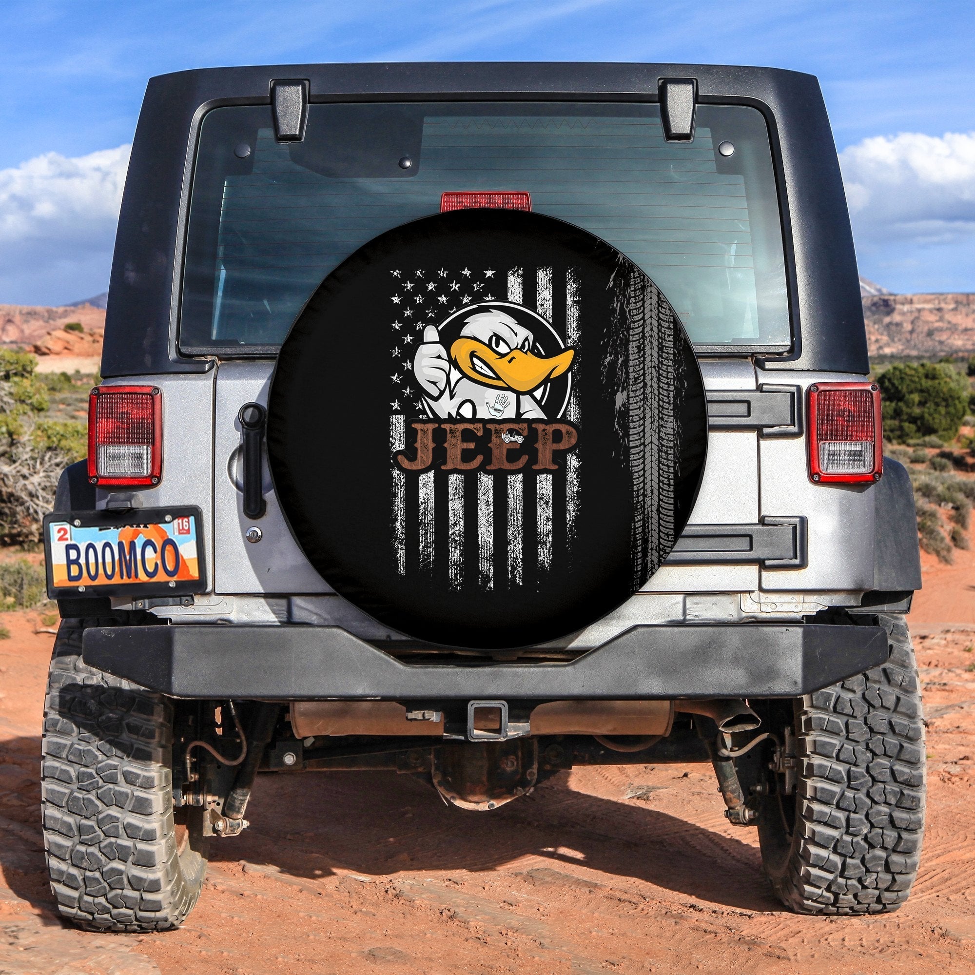 Duck duck Jeeps Unique Flag Spare Tire Cover Duck duck Jeeps Unique Flag Spare Tire Cover 