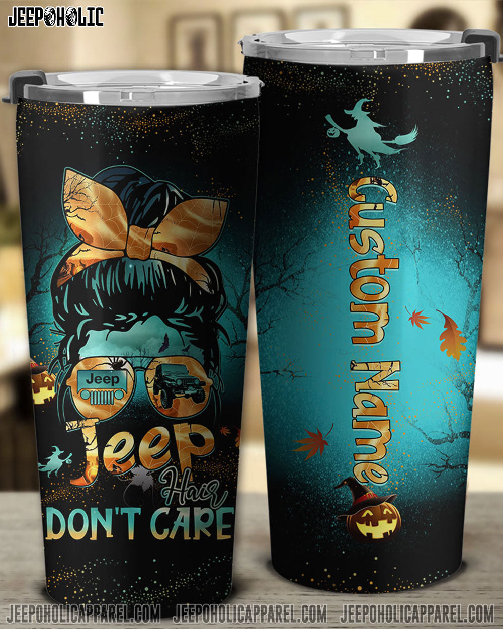 Personalized Jeep Hair Don't Care Halloween Tumbler