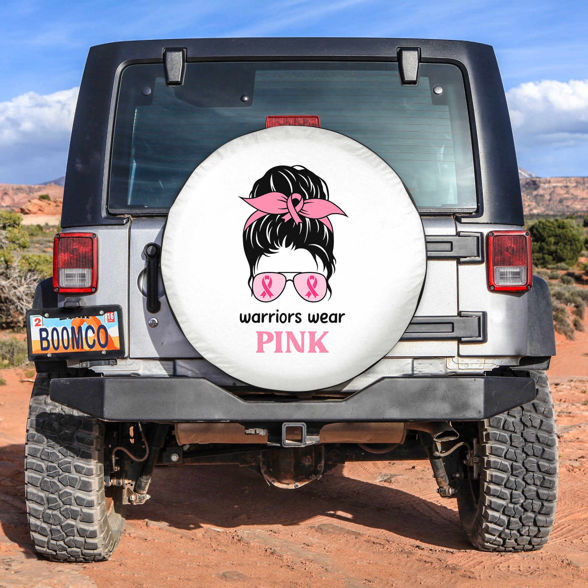 Breast Cancer Awareness Warriors wear pink Spare Tire Cover 