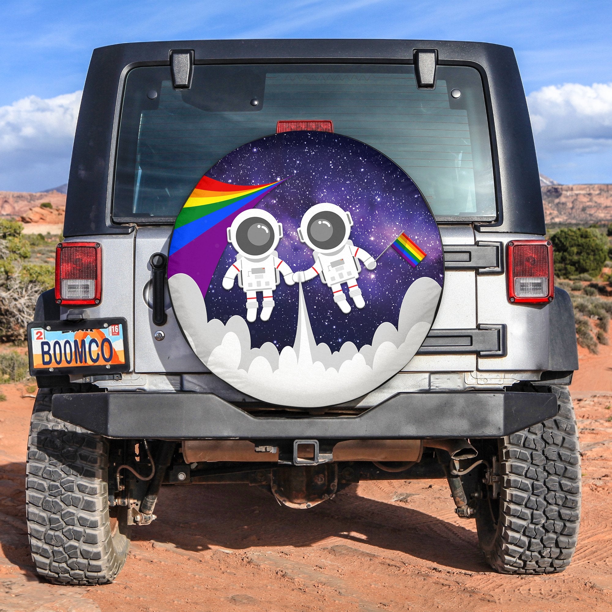 LGBT Couple Astronaut Spare Tire Cover - LT12